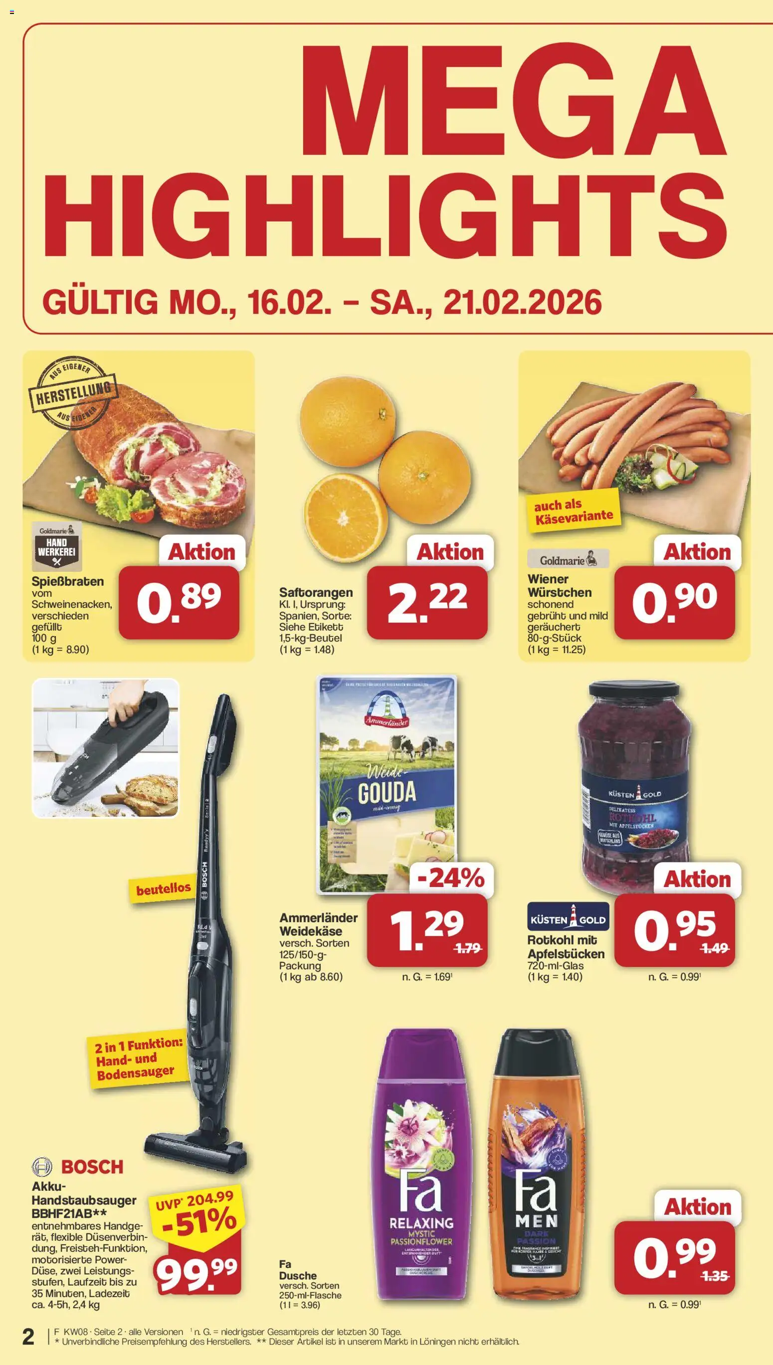 Famila Nordwest Prospekt 	 – gültig ab 16.02.2026 | Seite: 2 | Produkte: Bosch, Rotkohl, Gouda, Duft