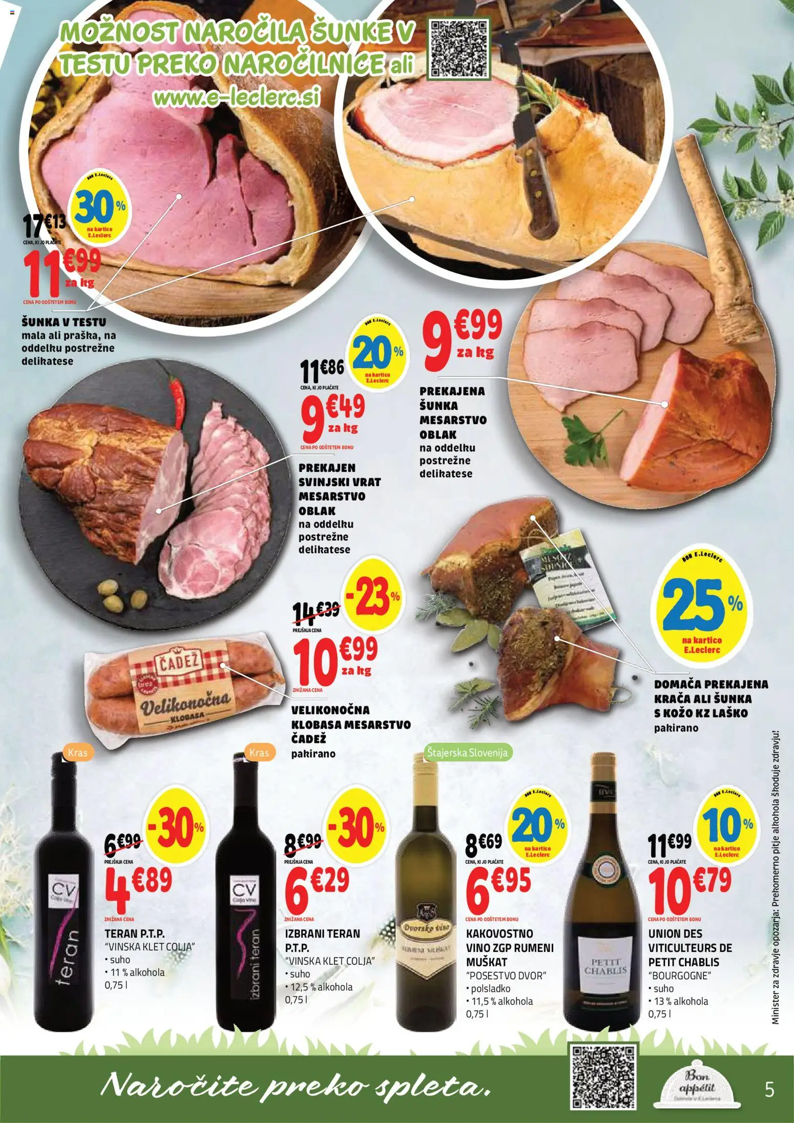 Novi E.leclerc katalog ponudbe – veljaven od 25.03.2026 | Stran: 5 | Izdelki: Sunka, Vino