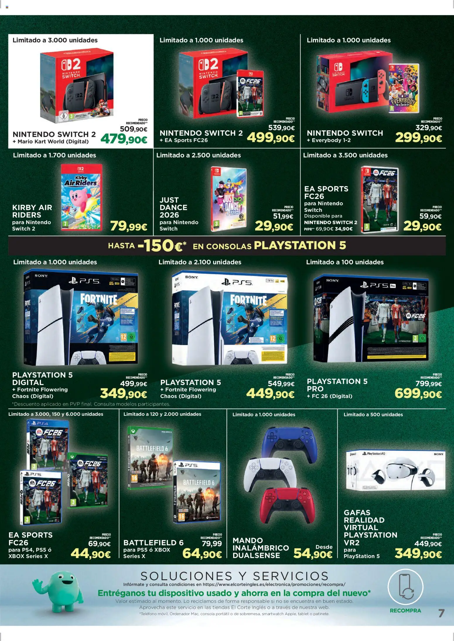 El Corte Inglés Black Friday │ válido desde el 24.11.2025 | Página: 7 | Productos: Nintendo, Tablet, Playstation, Xbox