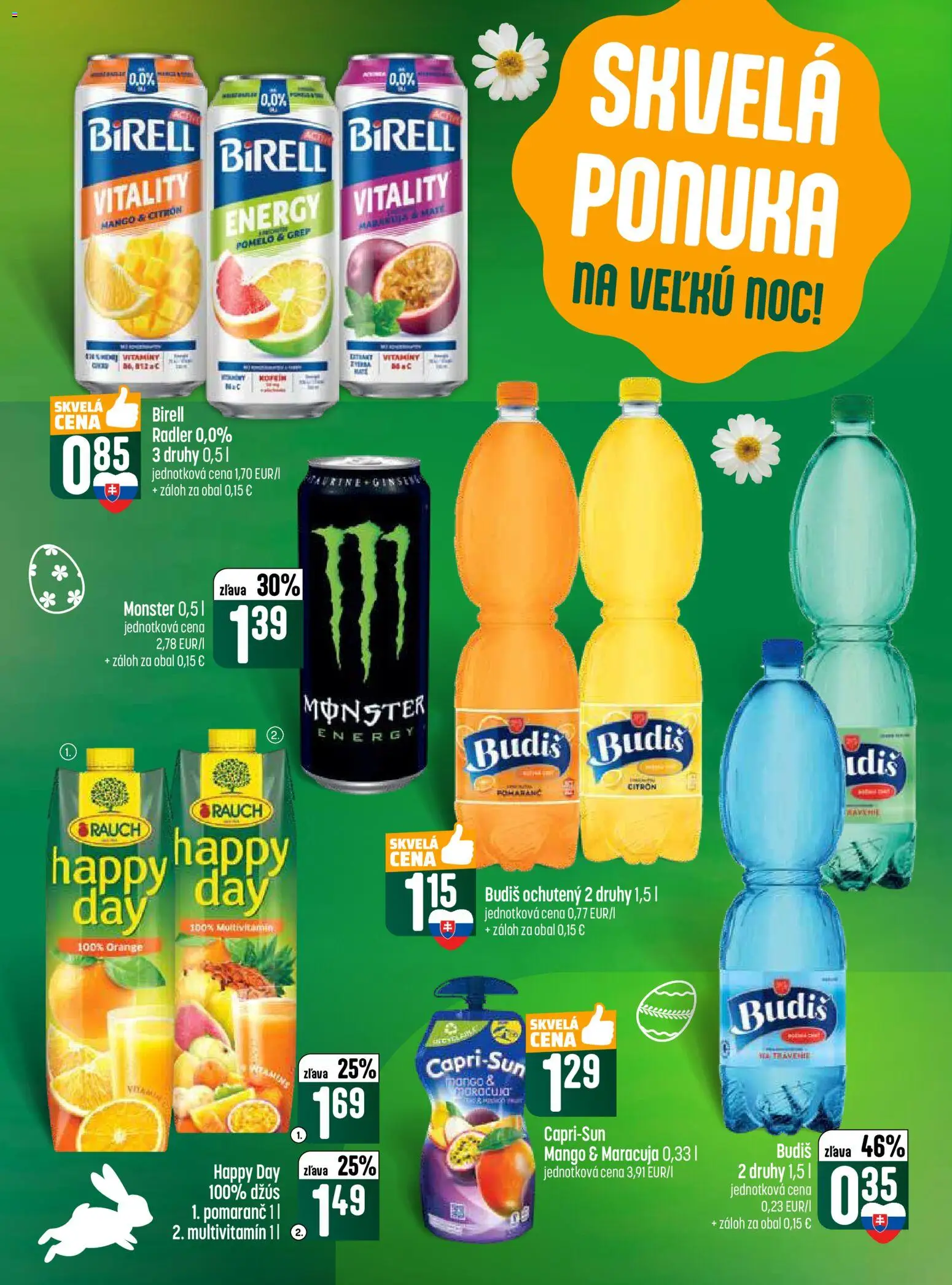 Nové COOP Jednota akcie – leták je platný od 19.03.2026 | Strana: 19 | Produkty: Džús, Birell, Radler, Grep
