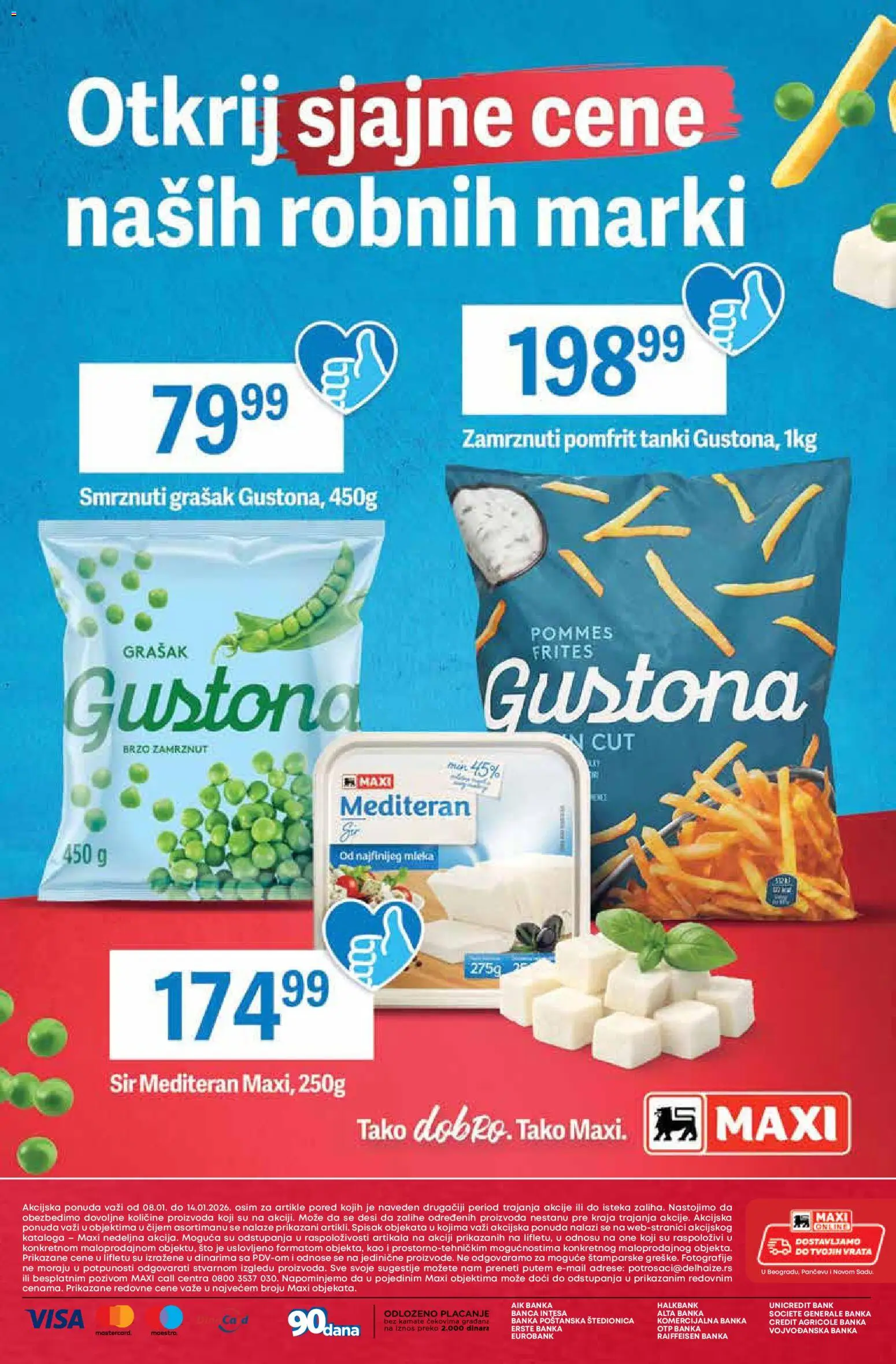 Maxi katalog - važi od 08.01.2026 | Strana: 20 | Proizvode: Grašak, Sto, Vrata, Sir