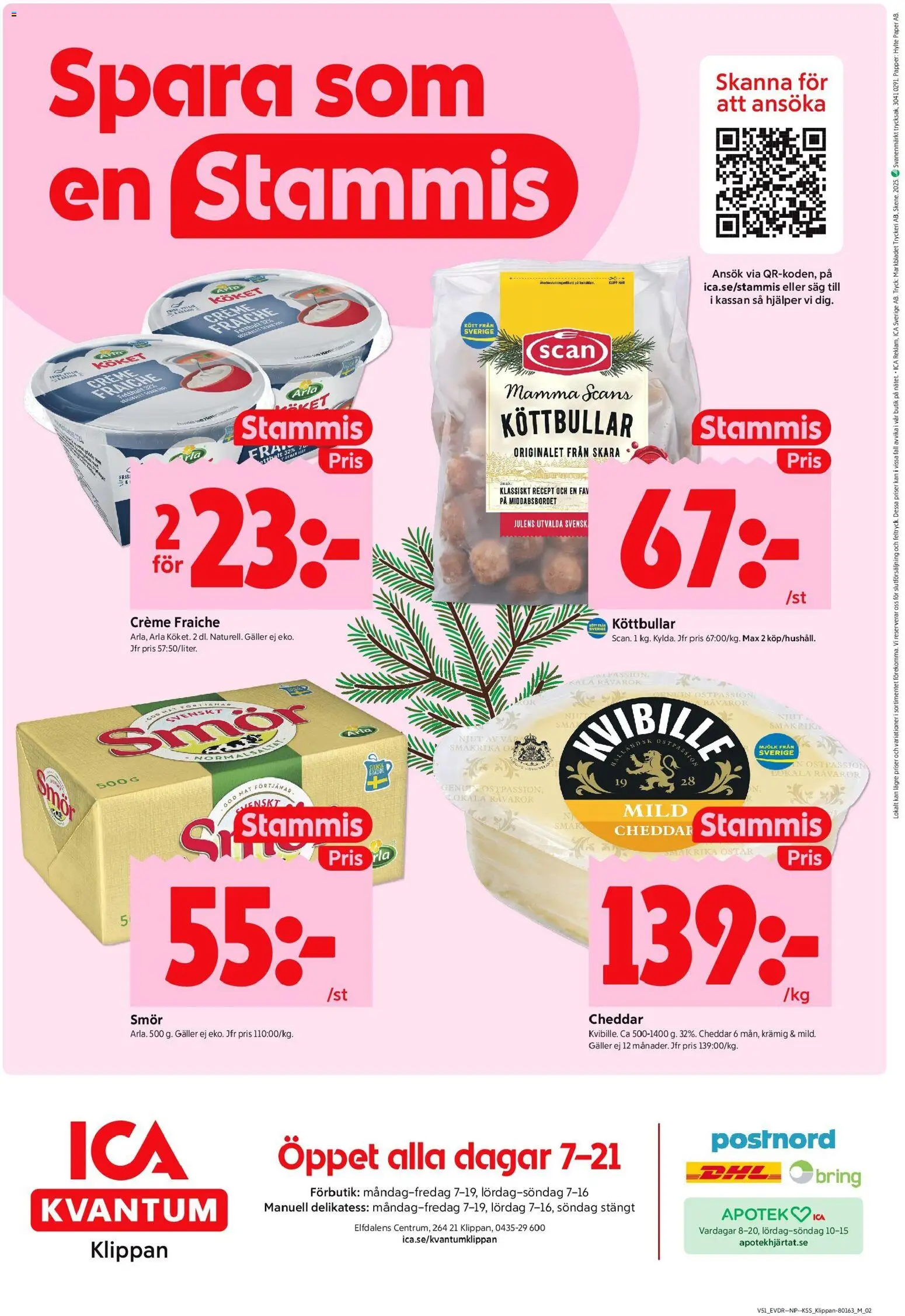 ICA Kvantum reklamblad aktuell från 15.12.2025 | Sida: 14 | Produkter: Köttbullar, Galler, Cheddar, Smör