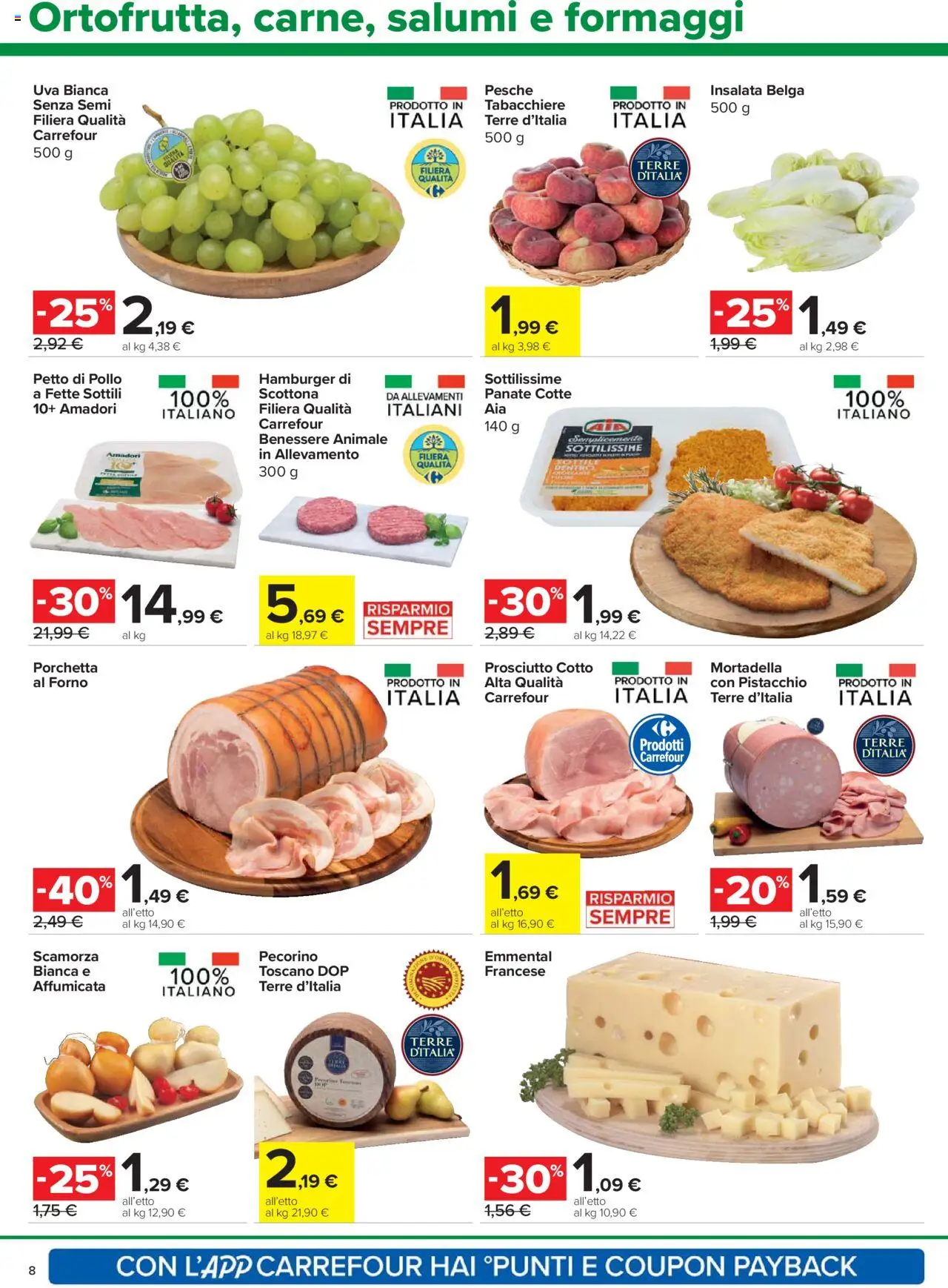 Volantino Carrefour del 07.08.2025 | Pagina: 8 | Prodotti: Petto di Pollo, Pollo, Prosciutto, Hamburger