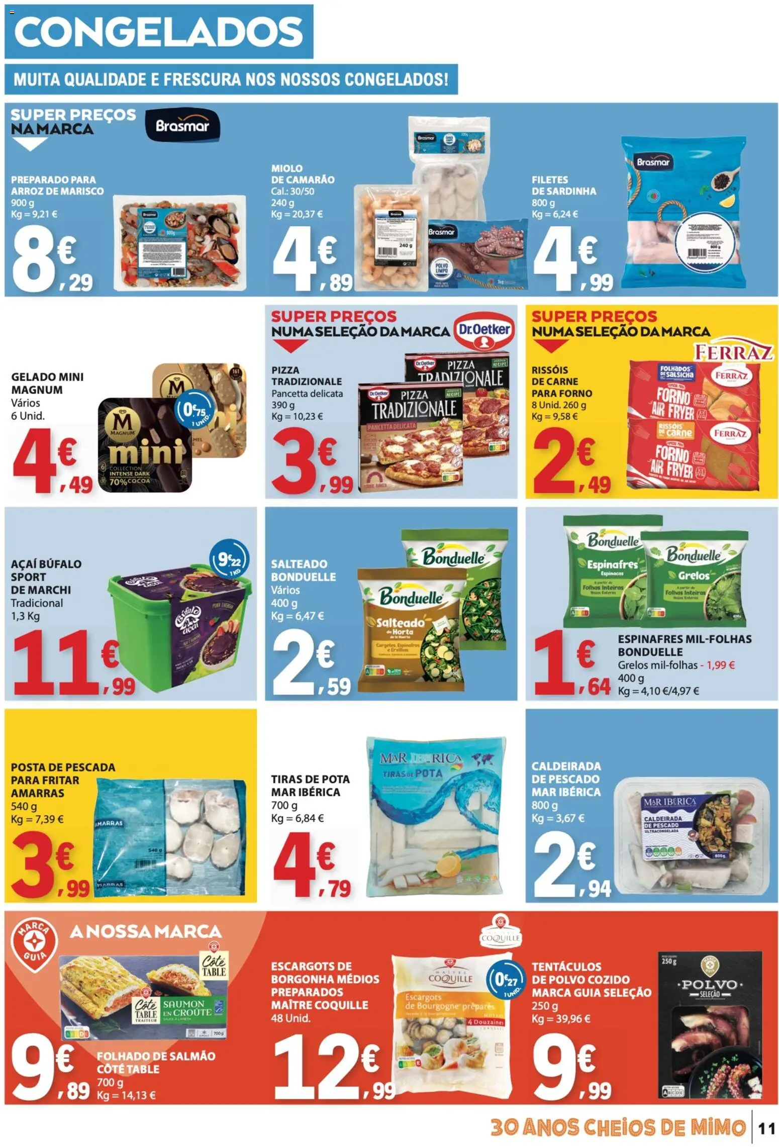 E.Leclerc folheto │ válido de 19.03.2026 | Página: 11 | Produtos: Espinafres, Açai, Grelos, Polvo