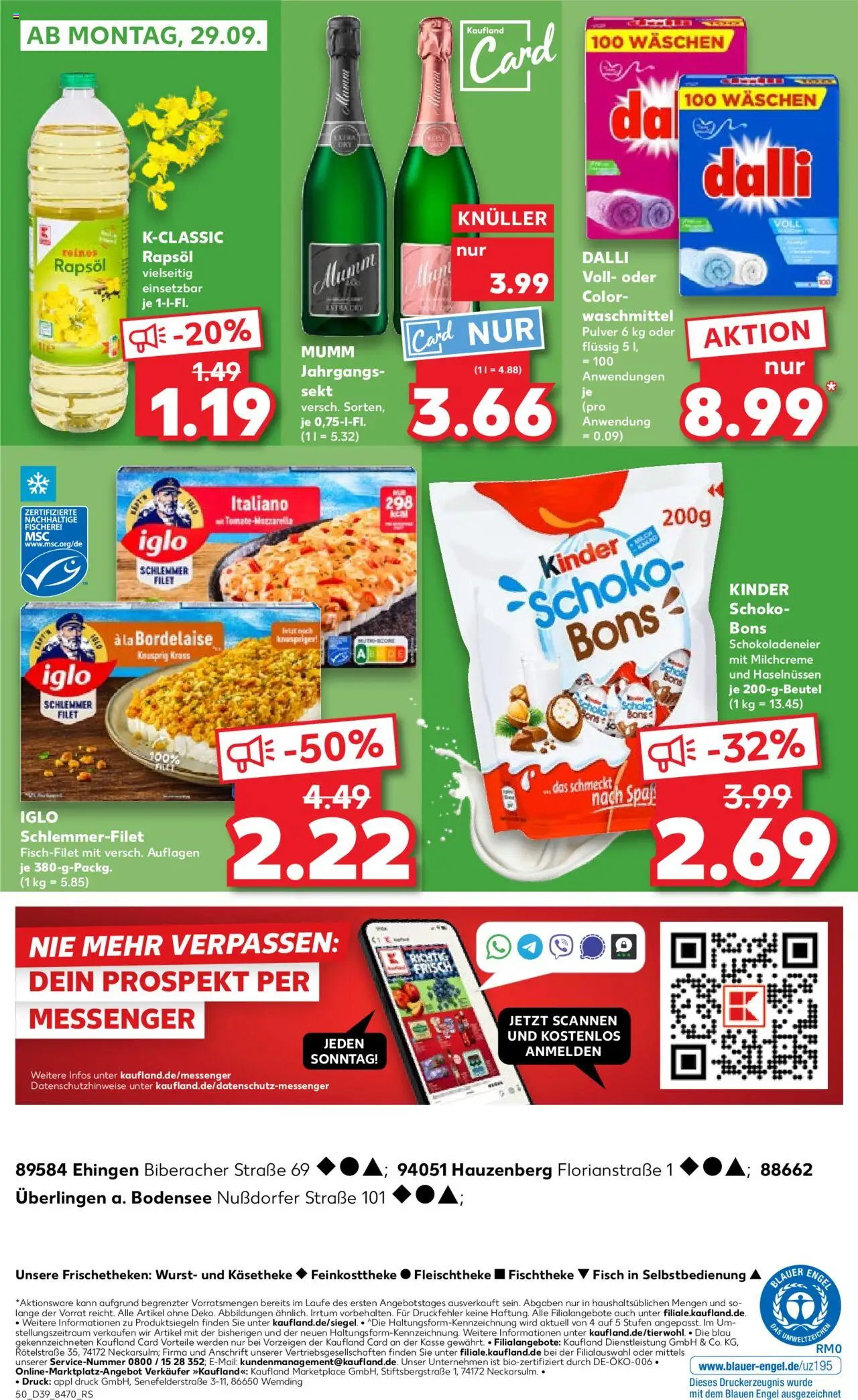 Kaufland Prospekt 	 – gültig ab 25.09.2025 | Seite: 50 | Produkte: Iglo, Fisch, Waschmittel, Iglo schlemmerfilet