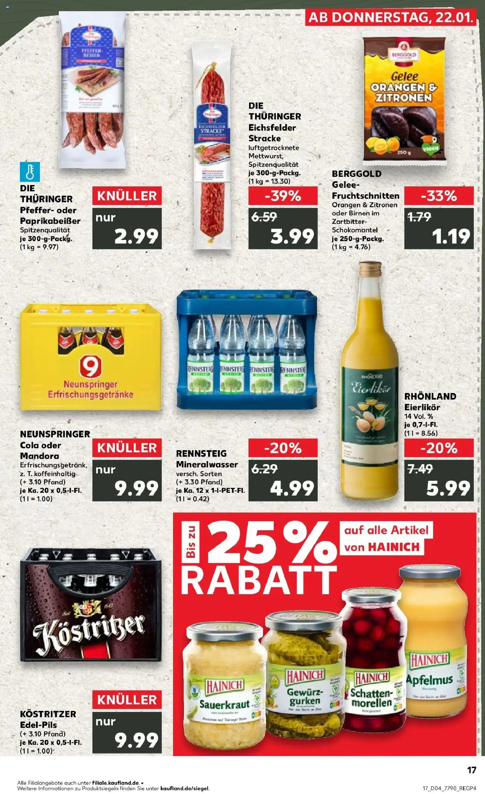 Kaufland prospekt Leinefelde-Worbis	 – gültig ab 22.01.2026 | Seite: 17 | Produkte: Cola, Orangen, Mineralwasser, Pfeffer