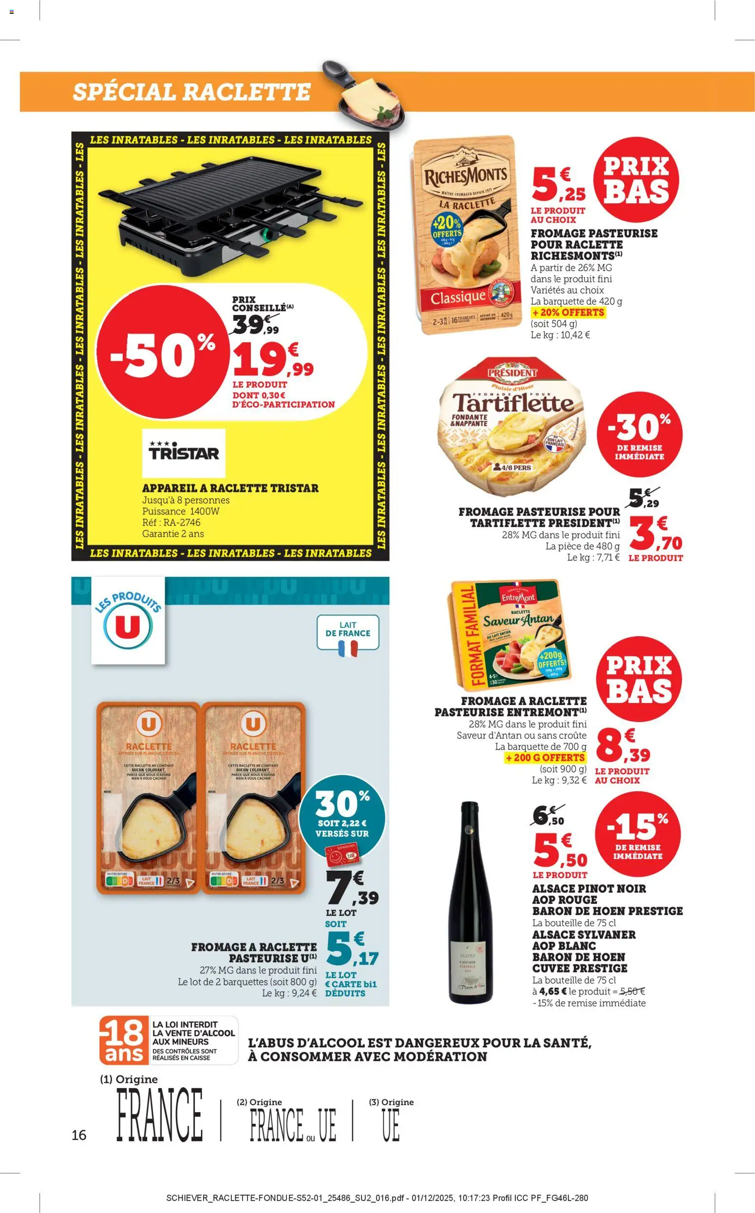 {H1} | Page: 16 | Produits: Lait entier, Tartiflette, Lait, Appareil à raclette