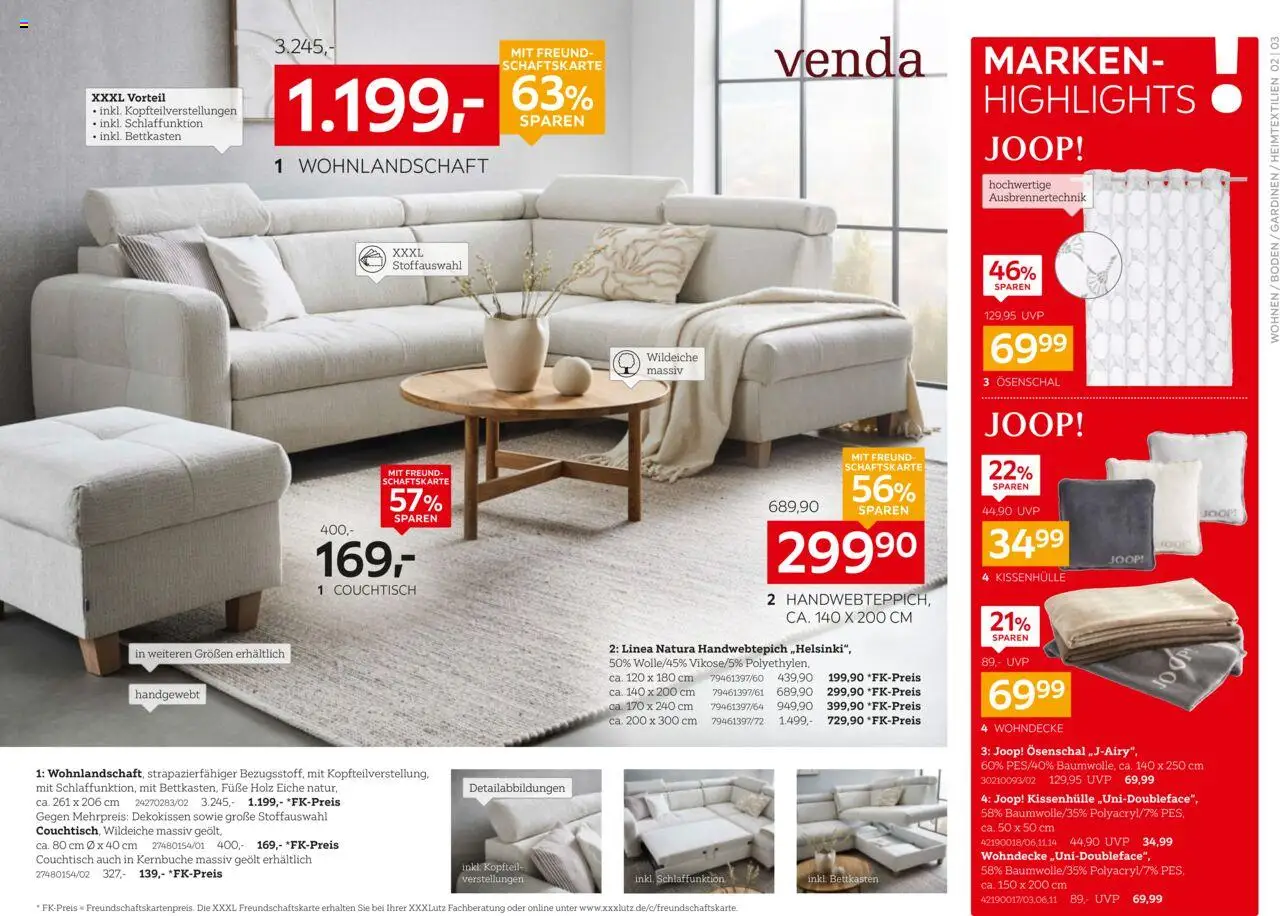 XXXL Lutz Nr. 1 beim Preis - gültig ab dem 18.08.2025 | Seite: 2 | Produkte: Wohnlandschaft, Couchtisch