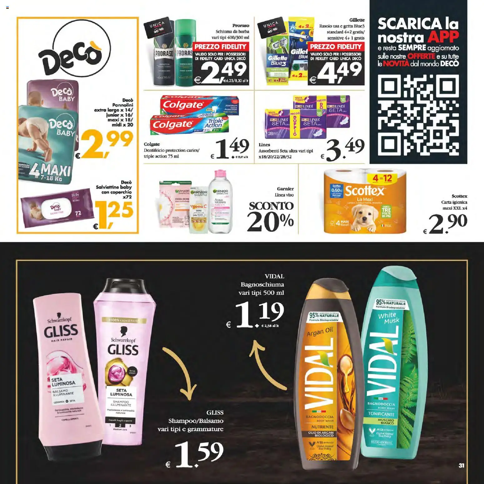 Volantino Decò del 24.02.2026 | Pagina: 31 | Prodotti: Shampoo, Bagnoschiuma, Acqua, Olio