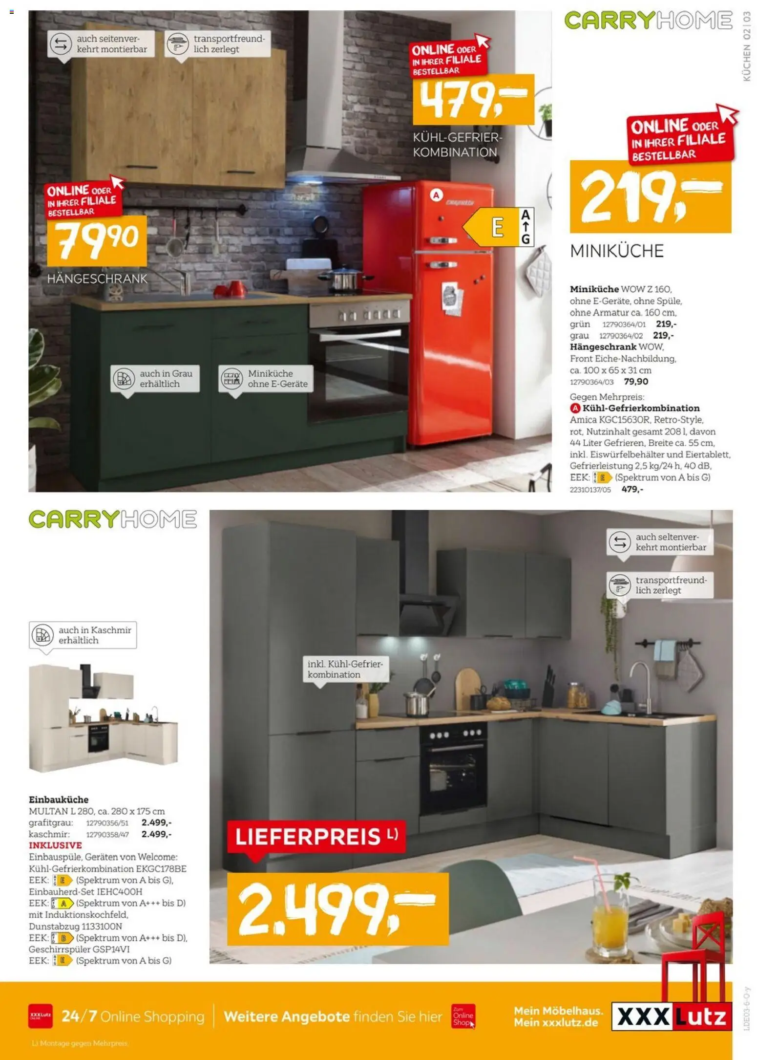 XXXL Lutz Küchen-Preishits – gültig ab 08.03.2026 | Seite: 3 | Produkte: Geschirrspüler, Armatur, Hängeschrank, Kühlgefrierkombination