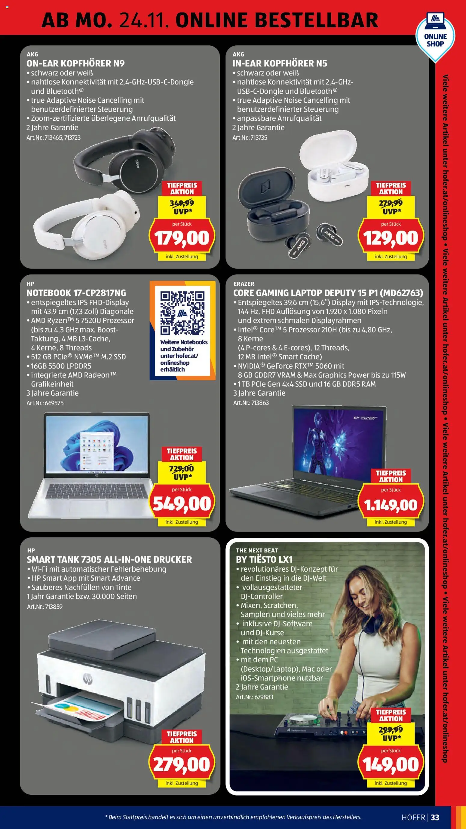 Hofer AT akciós ujság - amely érvényes a következő dátumtól: 21.11.2025 | Oldal: 47 | Termékek: SSD, Laptop, PC