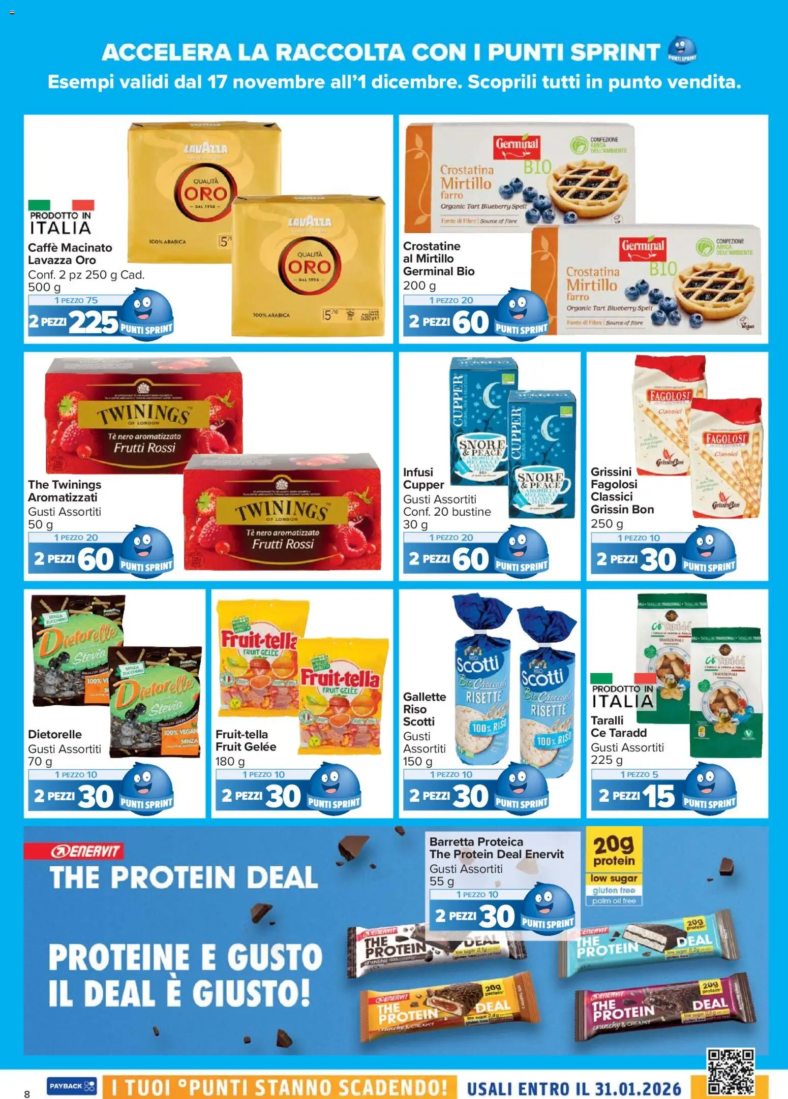 Volantino Carrefour del 17.11.2025 | Pagina: 8 | Prodotti: Stevia, Crostatine, Barretta, Taralli