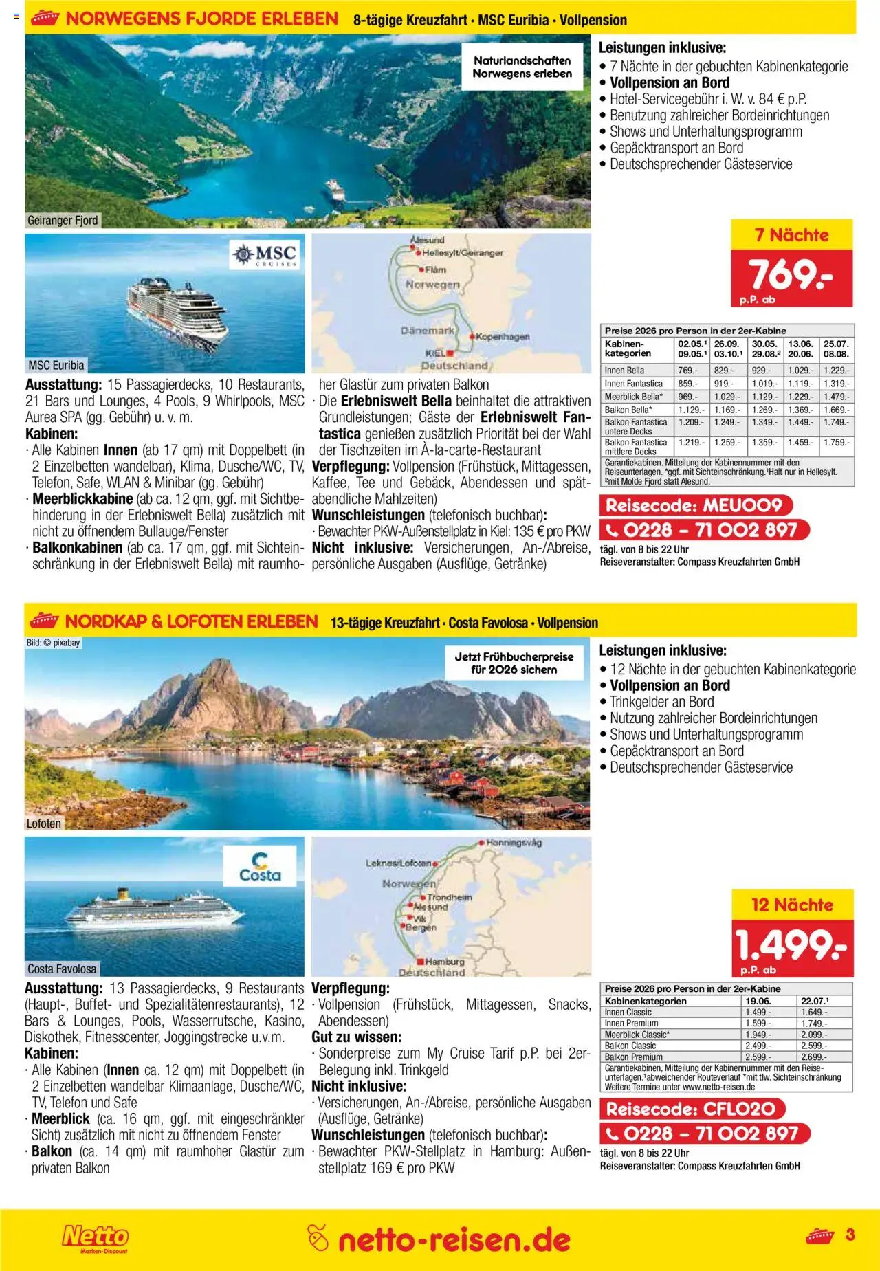 Netto Reisen Prospekt 	 – gültig ab 29.09.2025 | Seite: 3 | Produkte: Doppelbett, Tee, Telefon, Uhr