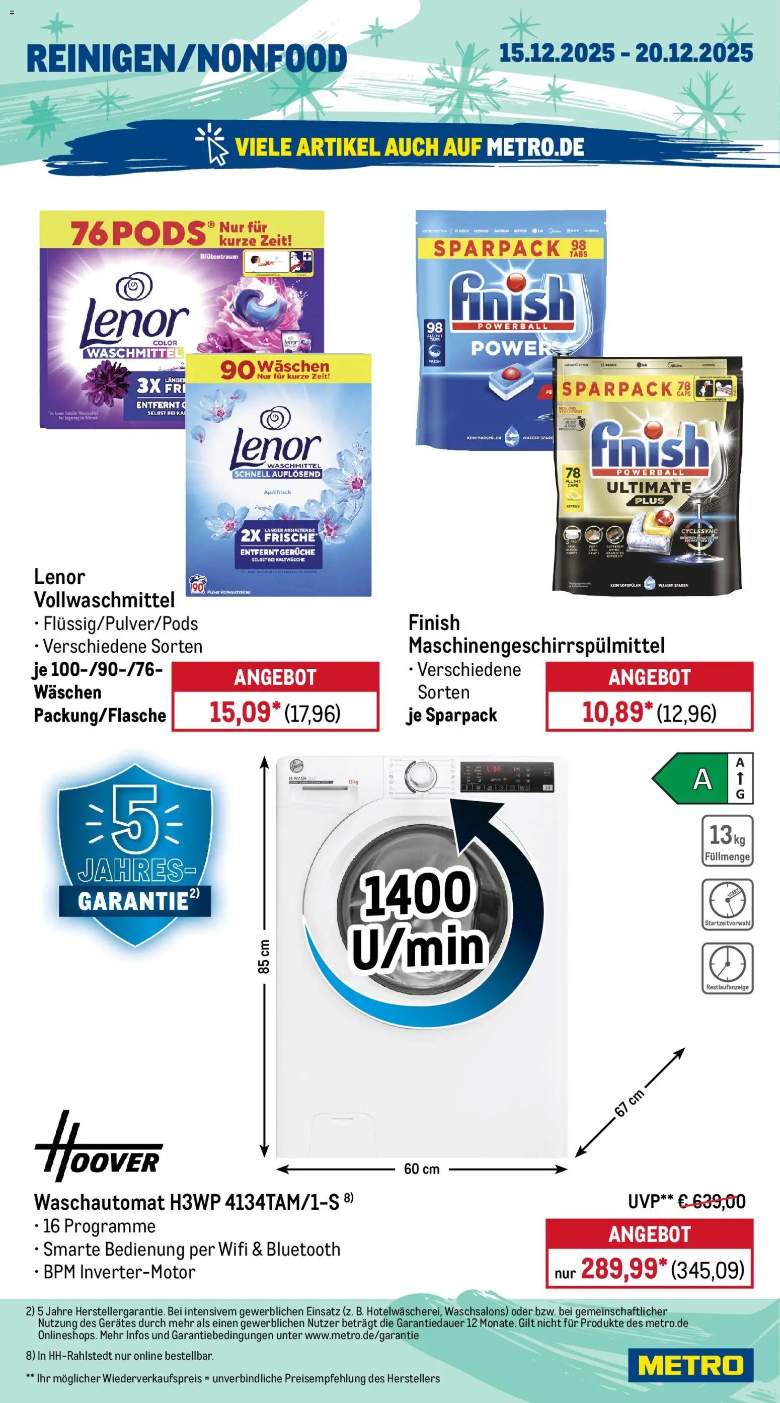 Metro Prospekt 	 – gültig ab 15.12.2025 | Seite: 18 | Produkte: Lenor, Schrank, Finish, Wasser