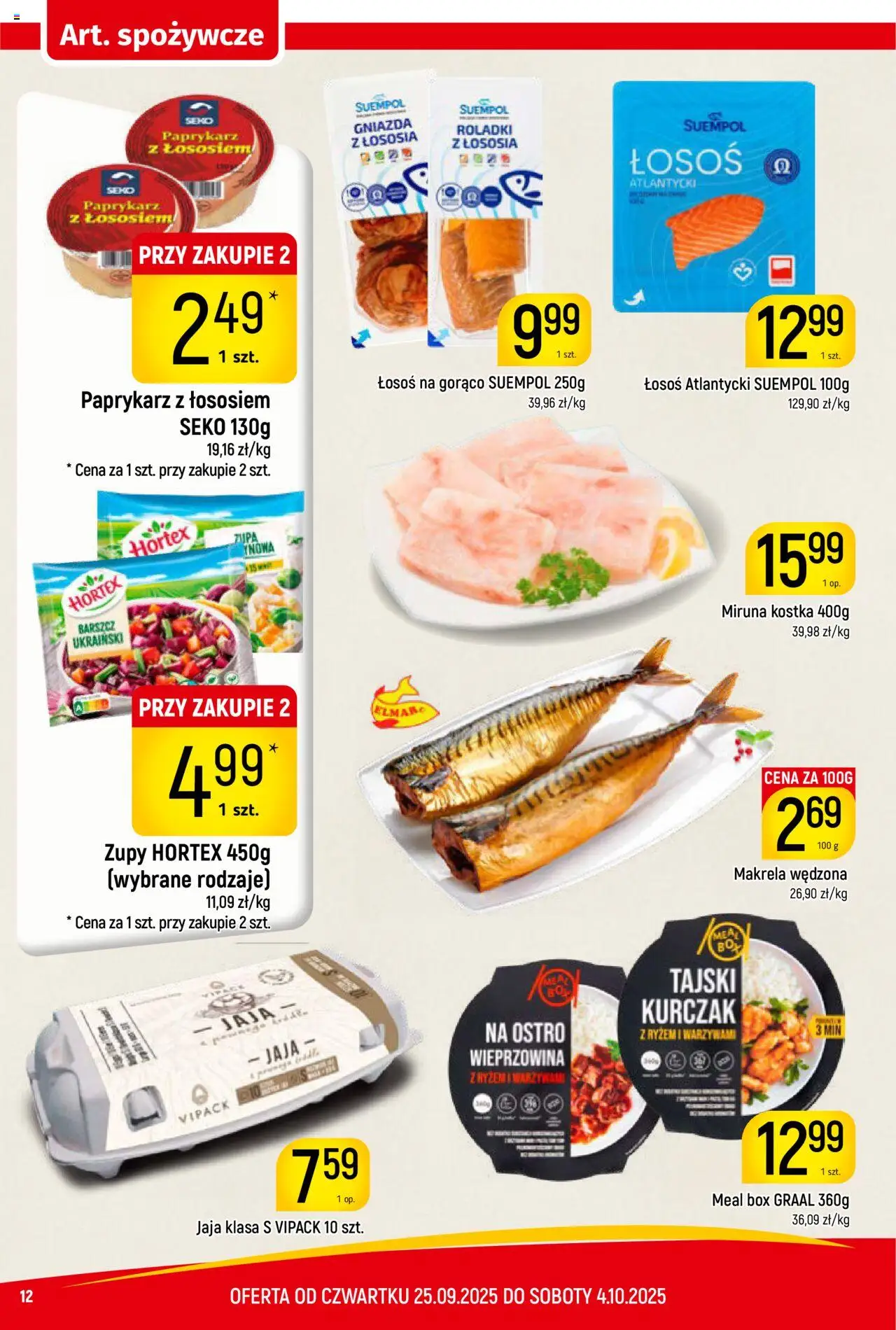 Piotruś Pan Gazetka od 25.09.2025 | Strona: 12 | Produkty: Kurczak, Makrela wędzona, Makrela, Wieprzowina