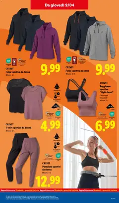 Anteprima del volantino CRIVIT Reggiseno sportivo "Light-Level", Reggiseno sportivo "Light-Level" con coppe rimovibili, Misure: S-L valido a partire dal 09.04.2026 | Pagina: 27 | Prodotti: Felpa, Pantaloni, Reggiseno, T-shirt