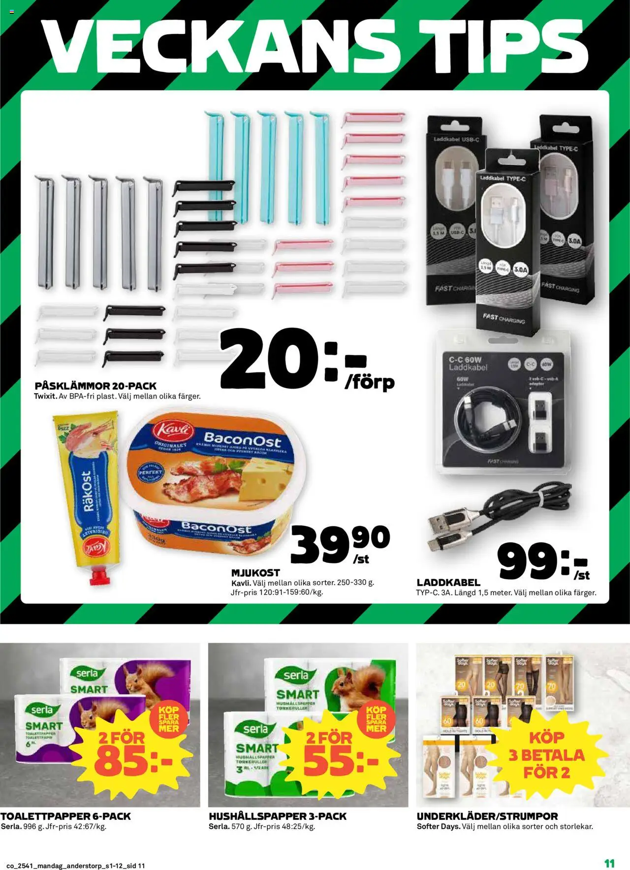 Coop reklamblad aktuell från 06.10.2025 | Sida: 11 | Produkter: Räkost, Toalettpapper, Hushållspapper, Mjukost