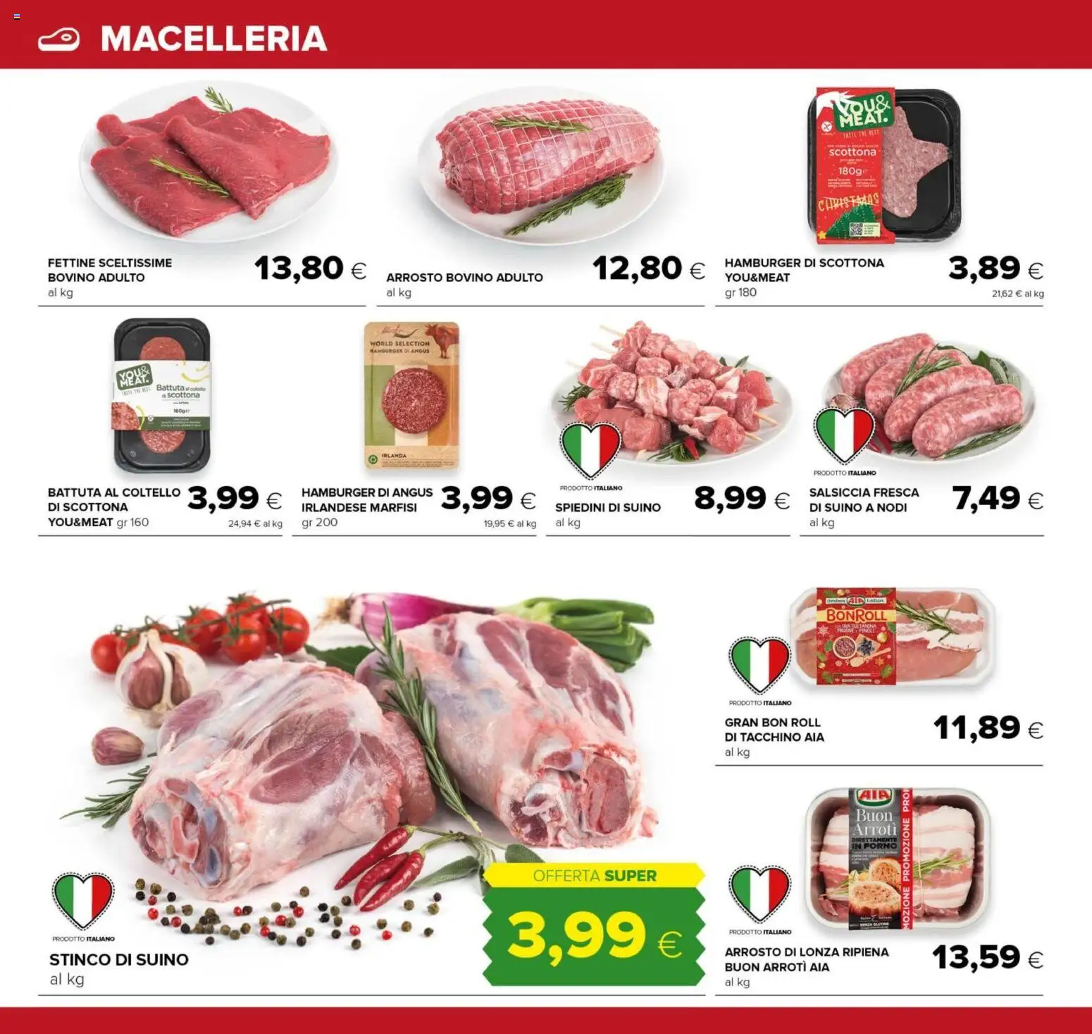 Volantino Oasi del 15.12.2025 | Pagina: 14 | Prodotti: Bovino, Suino, Hamburger, Spiedini