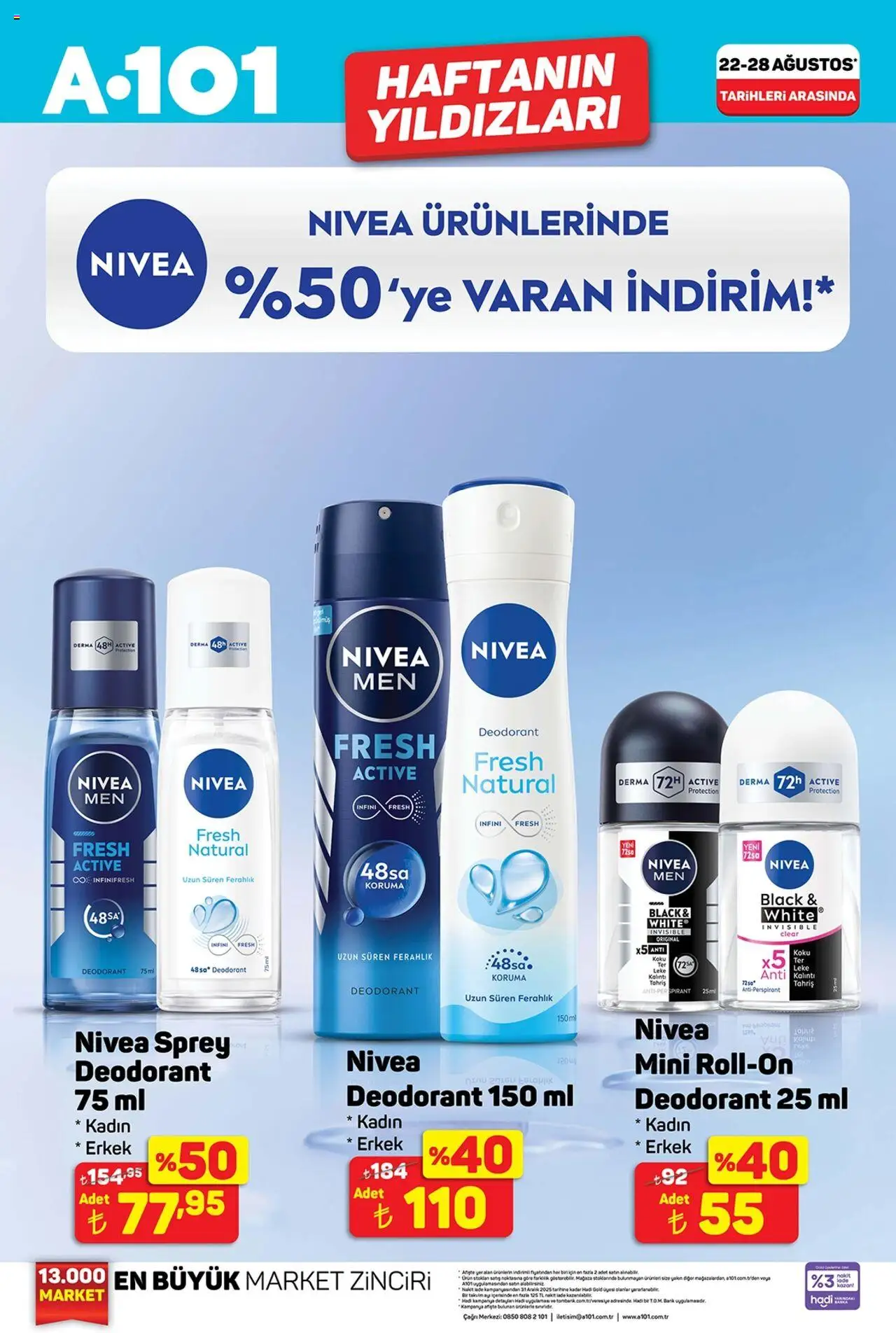 A101 Katalog - 22.08.2025 tarihinden itibaren geçerlidir | Sayfa: 4 | Ürünler: Deodorant, Antiperspirant, Koku