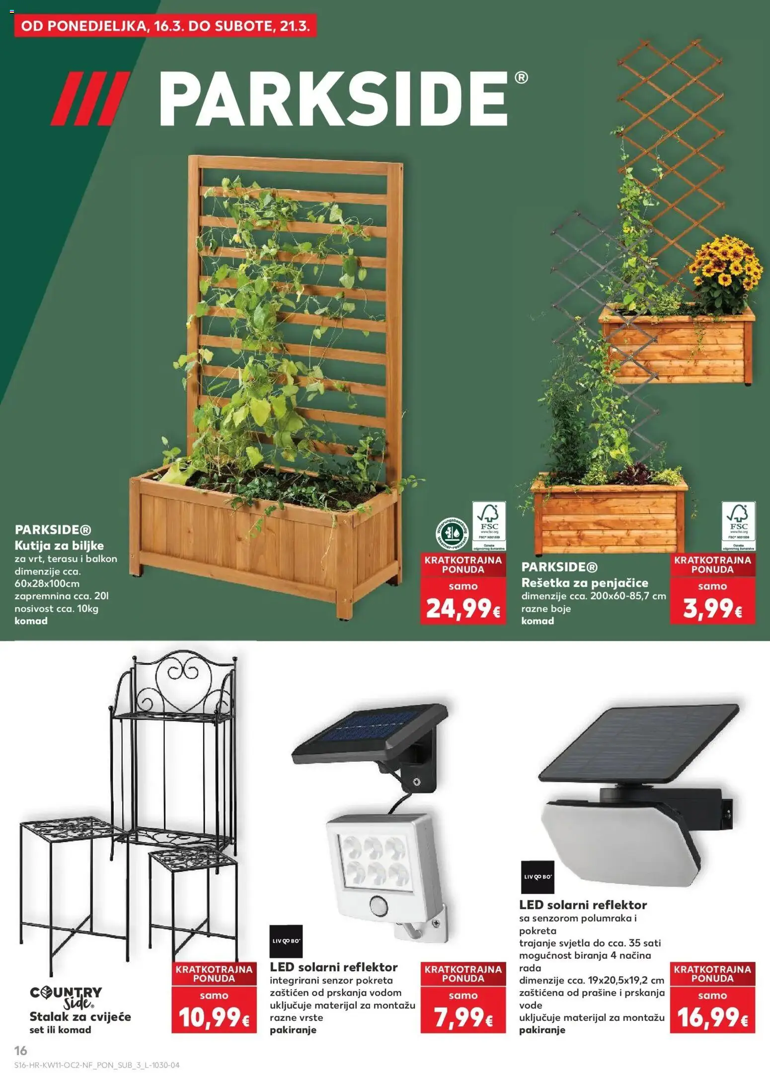 Kaufland katalog | vrijedi od 10.03.2026 | Stranica: 16 | Proizvodi: Cvijeće, Kutija, Reflektor, Parkside