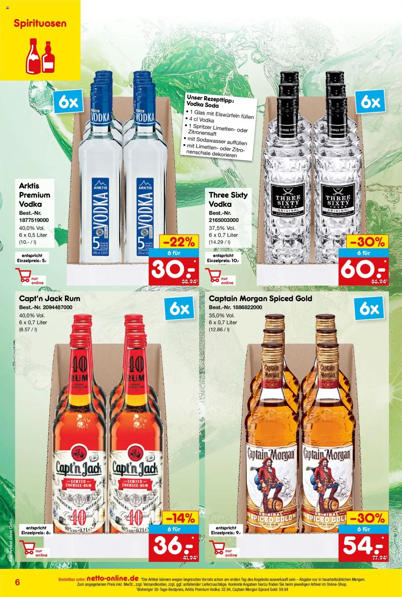 Netto Marken-Discount Online-Angebote September - gültig ab dem 01.09.2025 | Seite: 6 | Produkte: Limetten, Rum, Captain morgan, Vodka