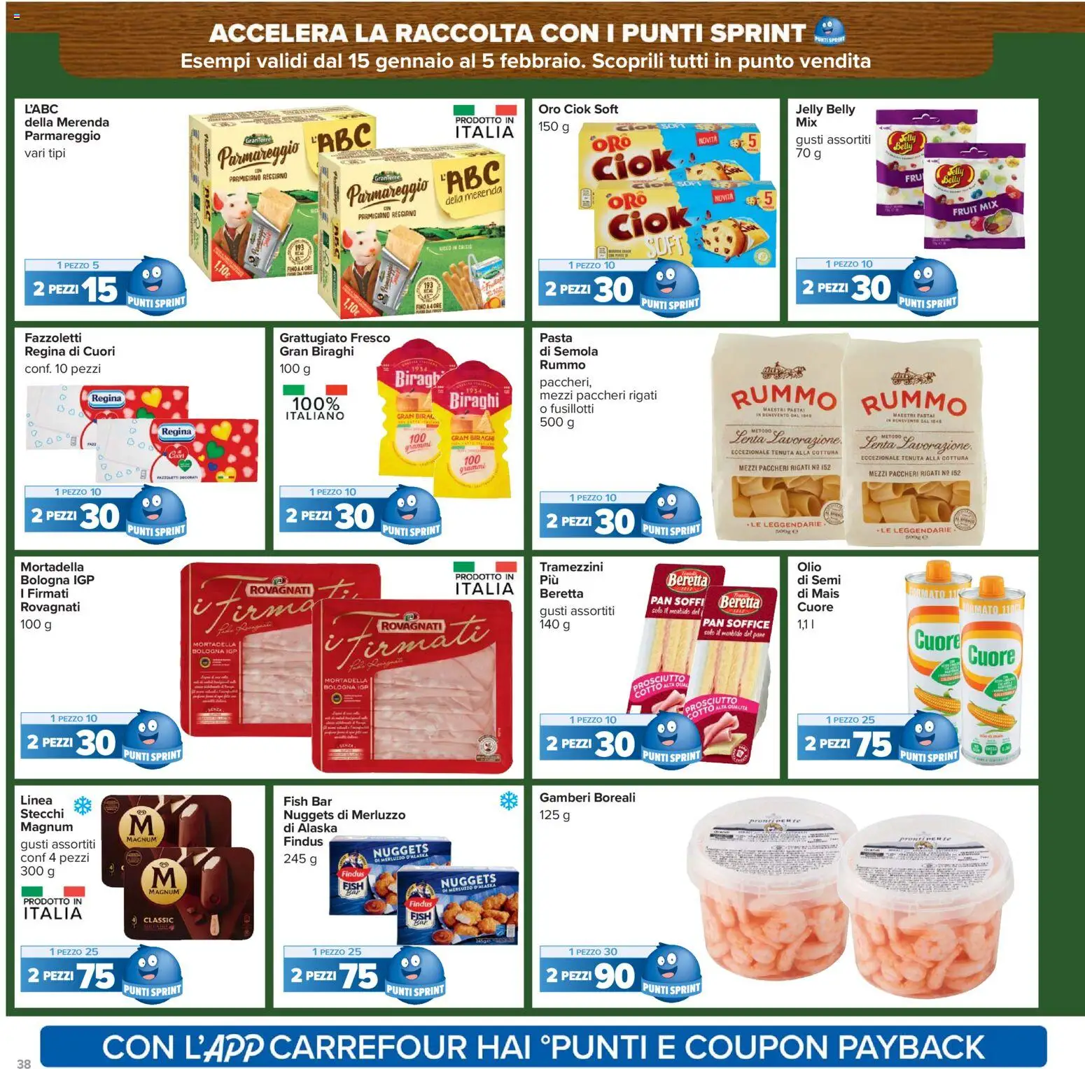 Volantino Carrefour del 15.01.2026 | Pagina: 38 | Prodotti: Merluzzo, Fazzoletti, Pasta, Parmigiano