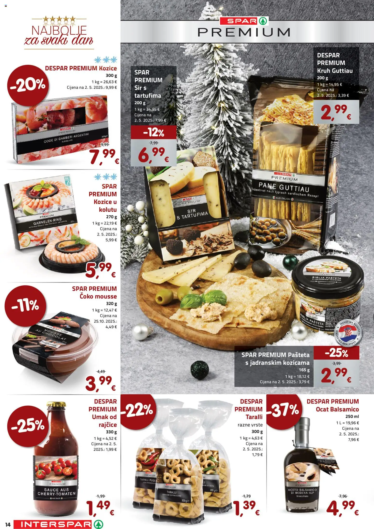Interspar katalog | vrijedi od 27.11.2025 | Stranica: 14 | Proizvodi: Gamberi, Ocat, Umak, Balsamico