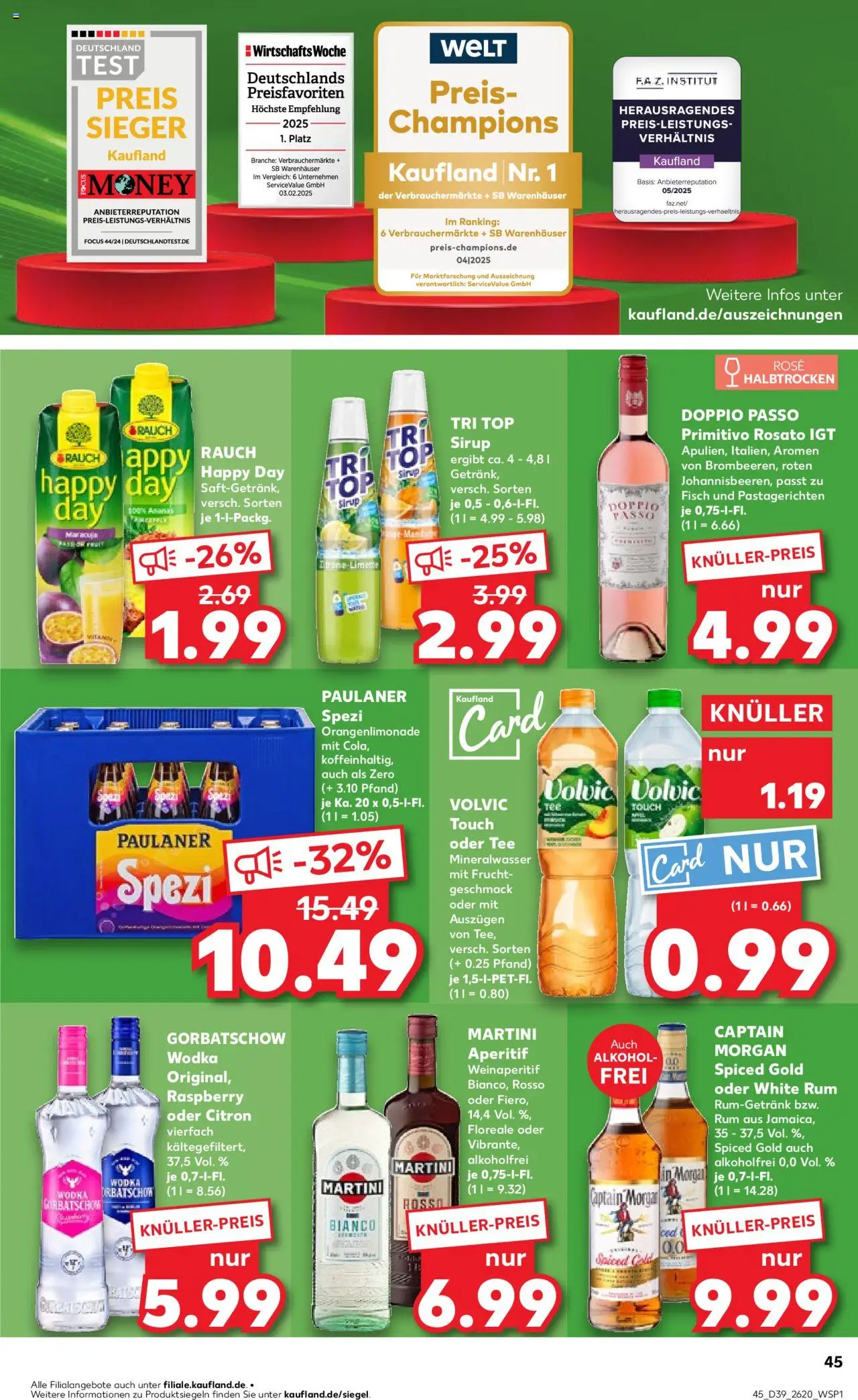 Kaufland prospekt Zeitz	 – gültig ab 25.09.2025 | Seite: 45 | Produkte: Captain morgan, Vodka, Tee, Wodka