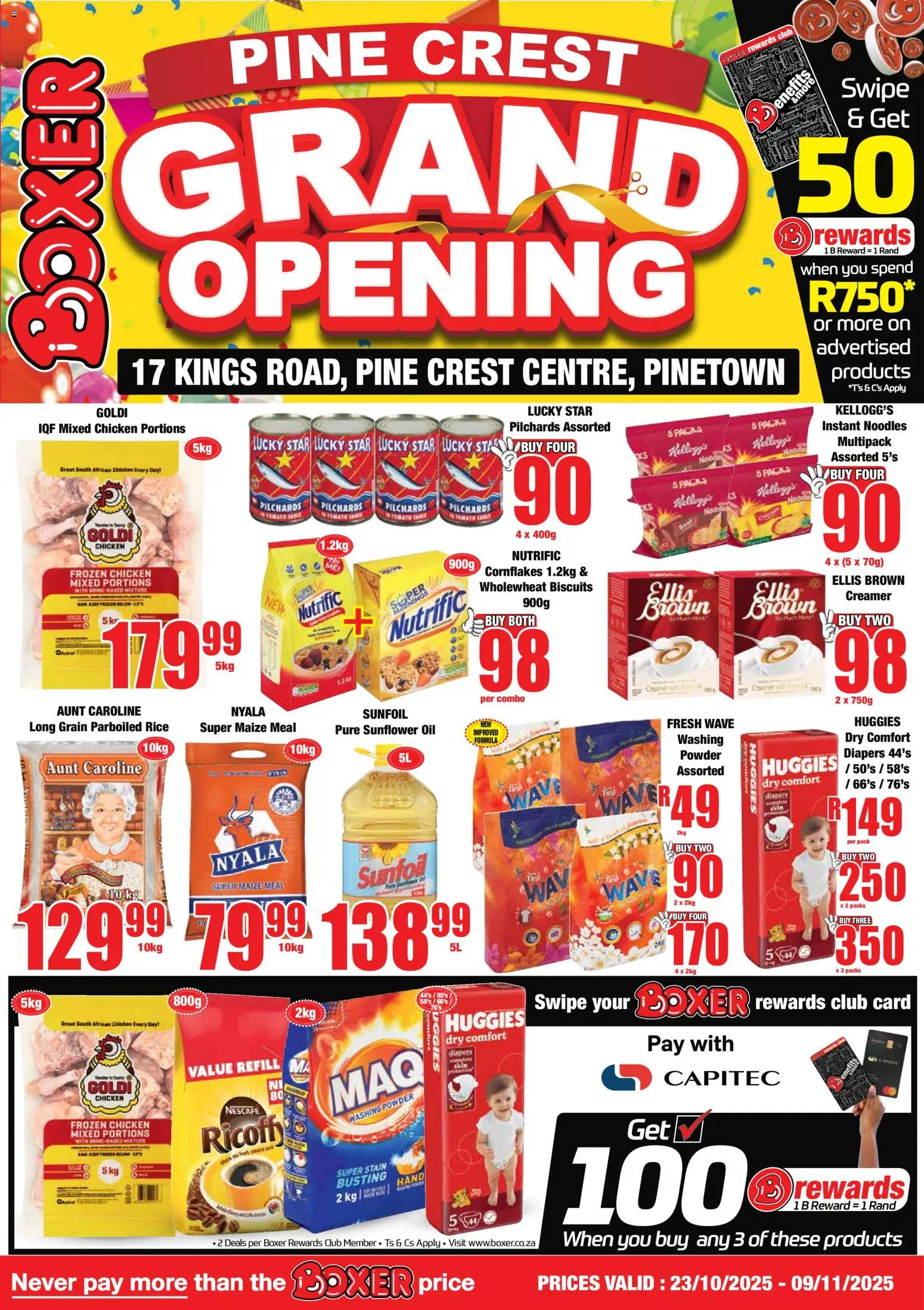 New Boxer catalogue – valid from 23.10.2025 | Page: 1 | Products: Pilchards, Rice, Washing powder, Sauce