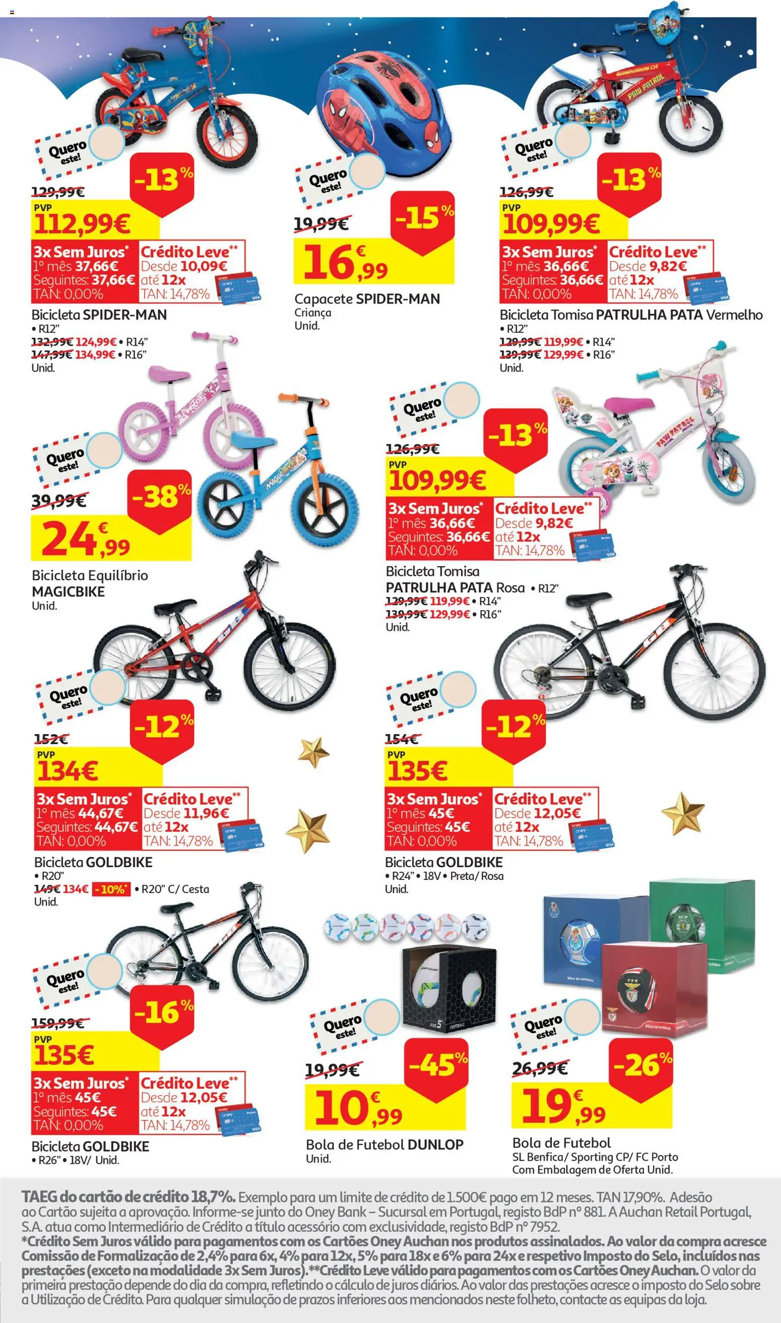 Auchan - A grande fábrica de Natal │ válido de 05.11.2025 | Página: 65 | Produtos: Bicicleta, Capacete, Cesta