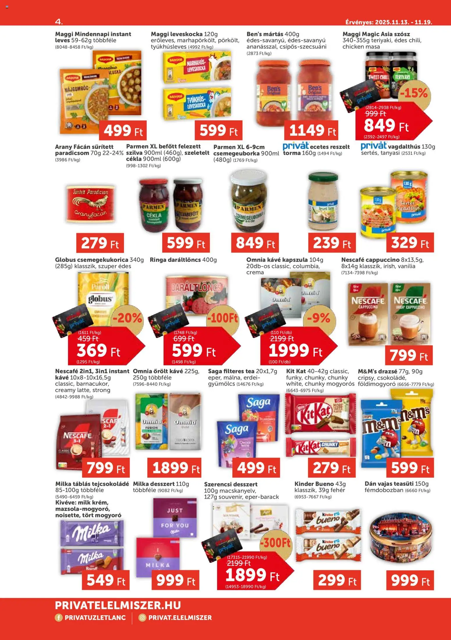 PRIVÁT akciós ujság - amely érvényes a következő dátumtól: 13.11.2025 | Oldal: 4 | Termékek: Cékla, Nescafé, Mogyoró, Tea