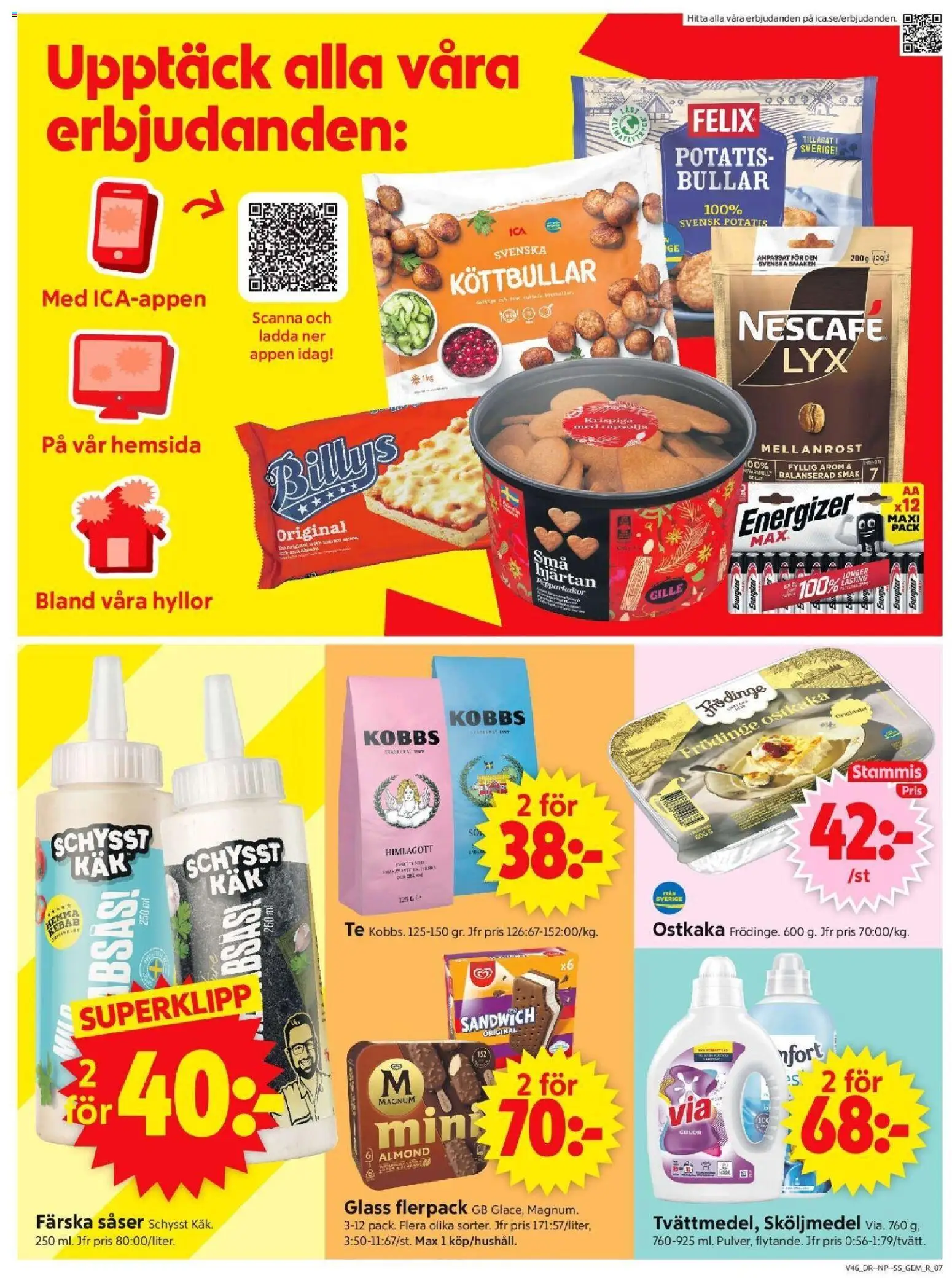 ICA Supermarket reklamblad aktuell från 10.11.2025 | Sida: 9 | Produkter: Sandwich, Köttbullar, Te, Potatis