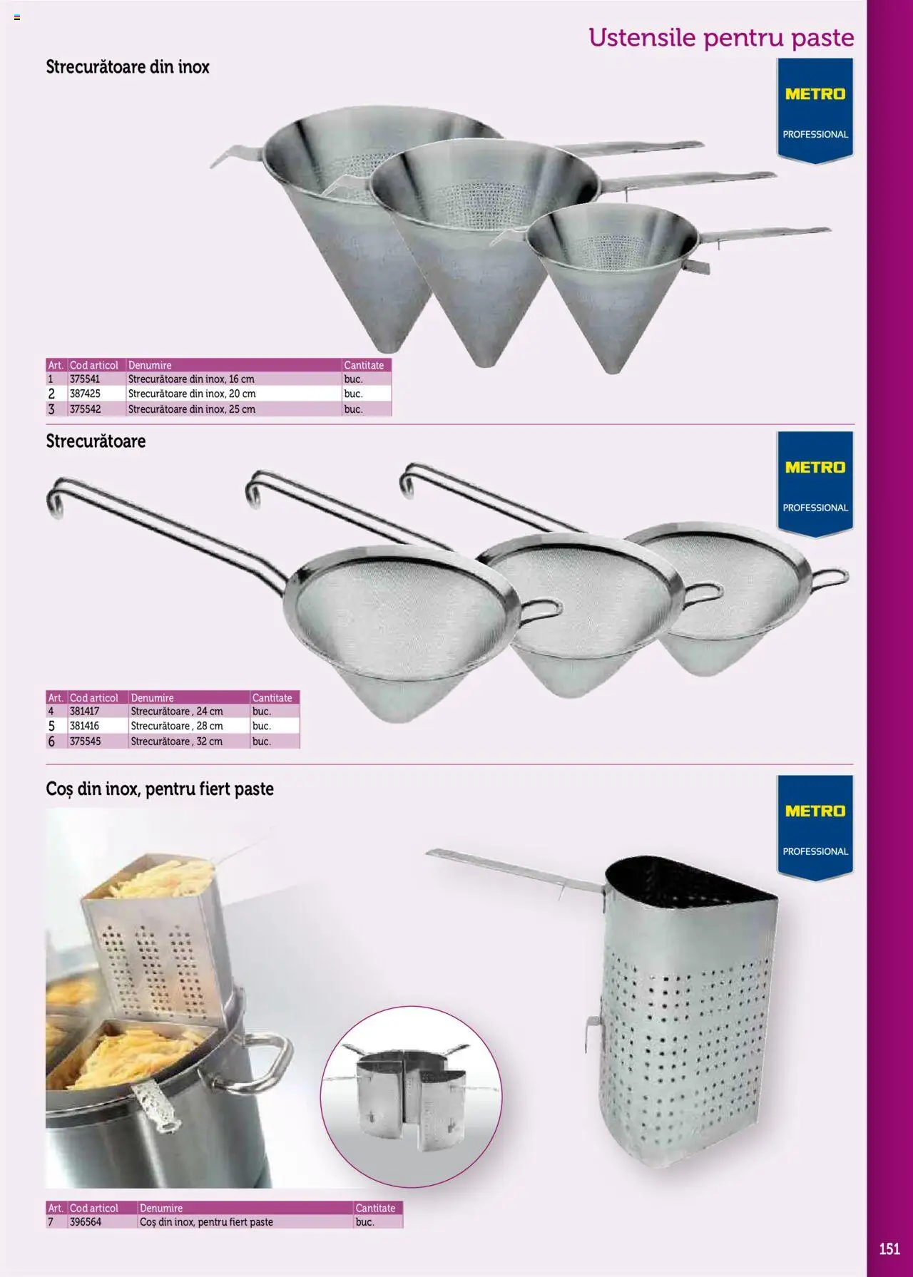 Noul catalog Metro – valabil de la 17.09.2025 | Pagină: 151 | Produse: Coș, Paste
