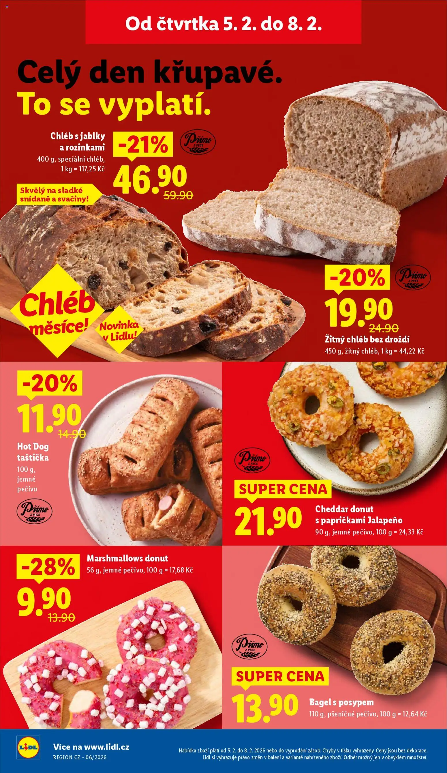 Lidl leták od 05.02.2026 | Strana: 14 | Produkty: Donut, Chléb, Hot dog, Droždí