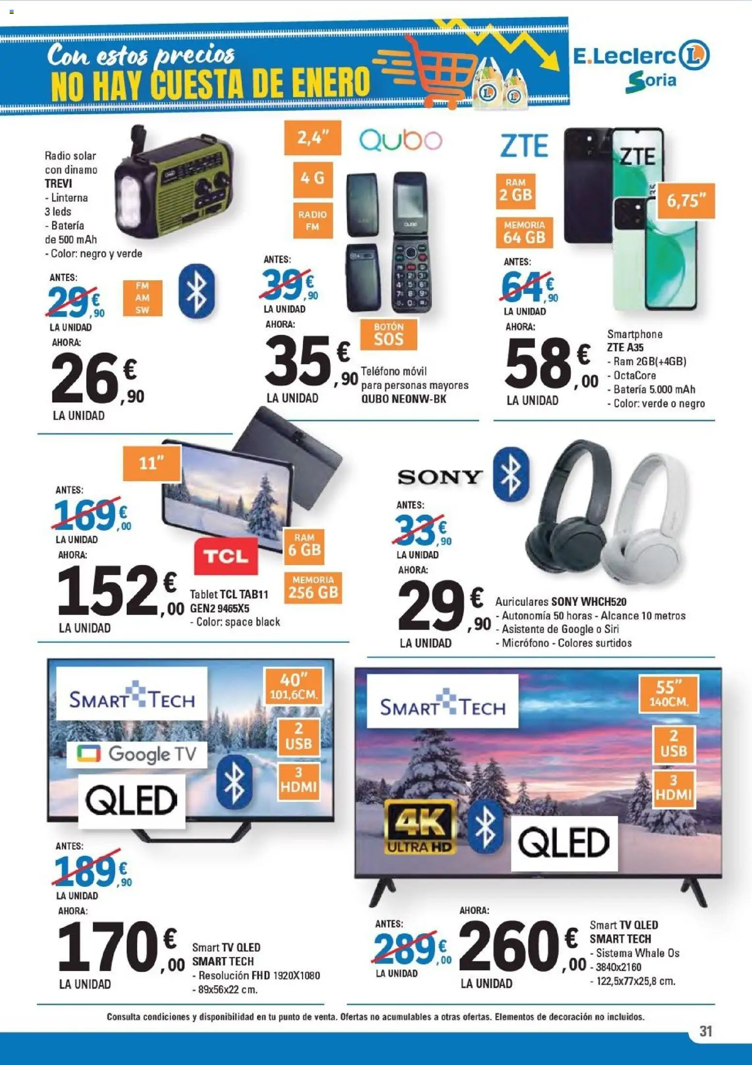E.Leclerc folleto │ válido desde el 14.01.2026 | Página: 31 | Productos: Teléfono, Tablet, Radio, Auriculares