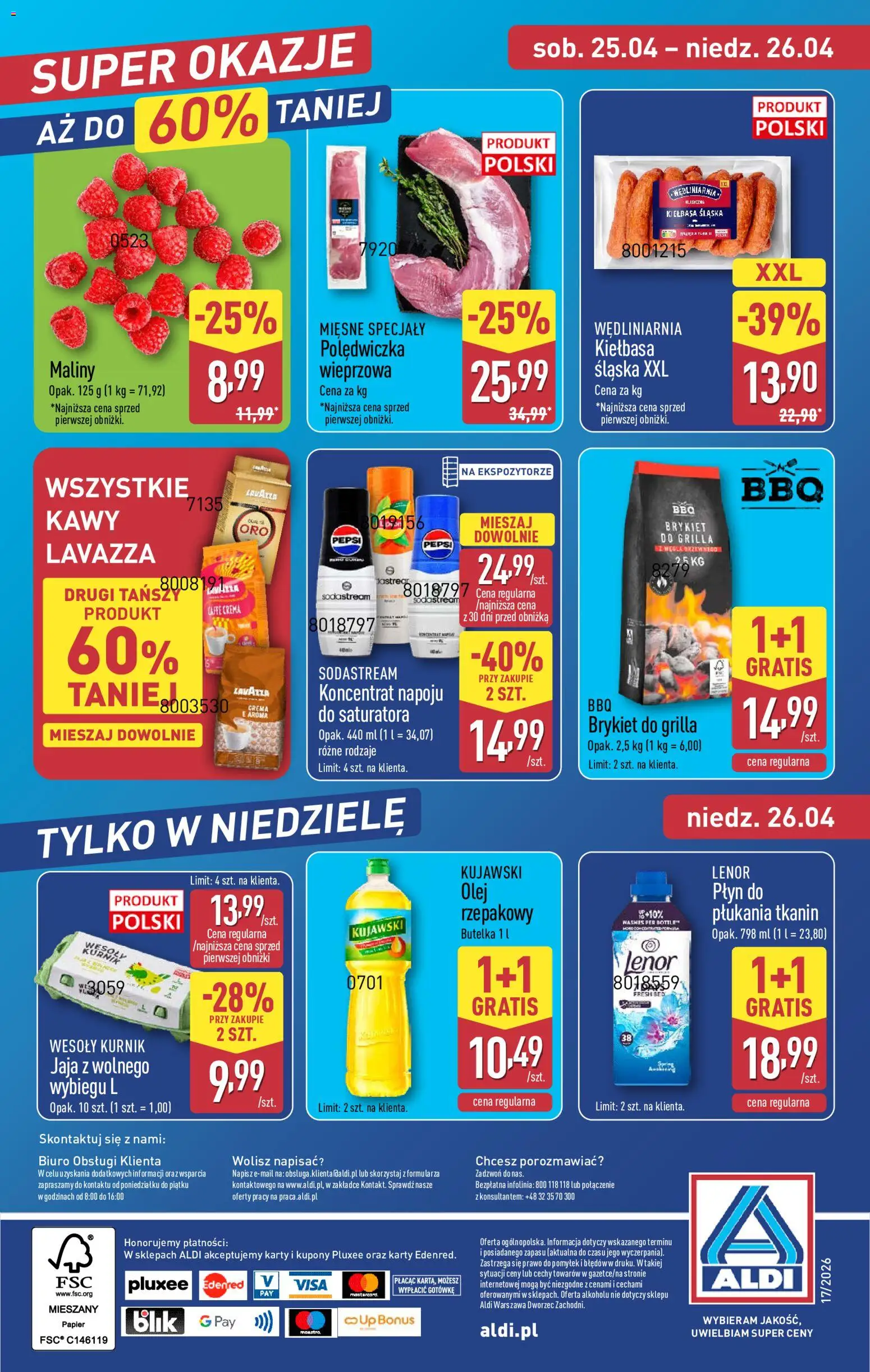 Aldi Polsko leták - Oferta weekendowa od 23.04.2026 | Strana: 12 | Produkty: Pepsi, Maliny, Sodastream, Karty