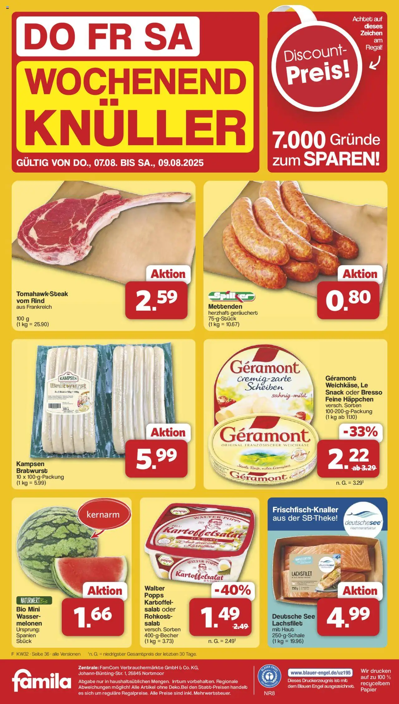Famila Nordwest Prospekt 	 - gültig ab dem 03.08.2025 | Seite: 39 | Produkte: Geramont, Bresso, Wasser, Salat