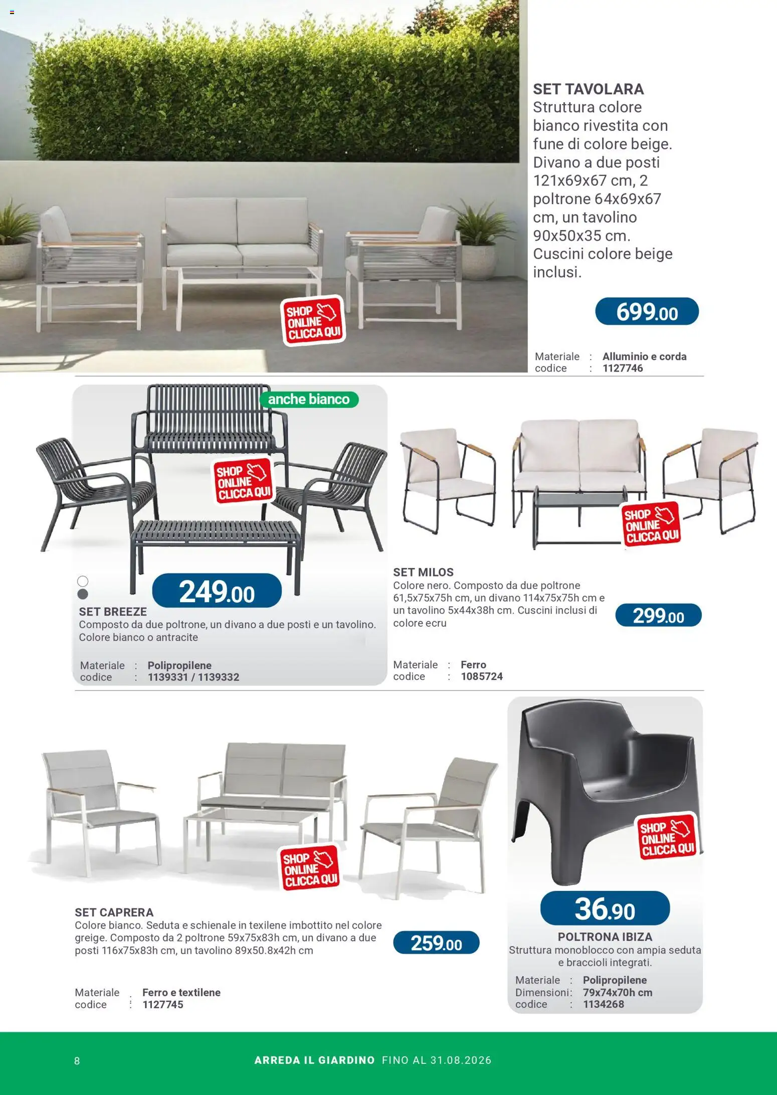 Volantino CFadda del 08.04.2026 | Pagina: 8 | Prodotti: Tavolino, Alluminio, Divano, Poltrona