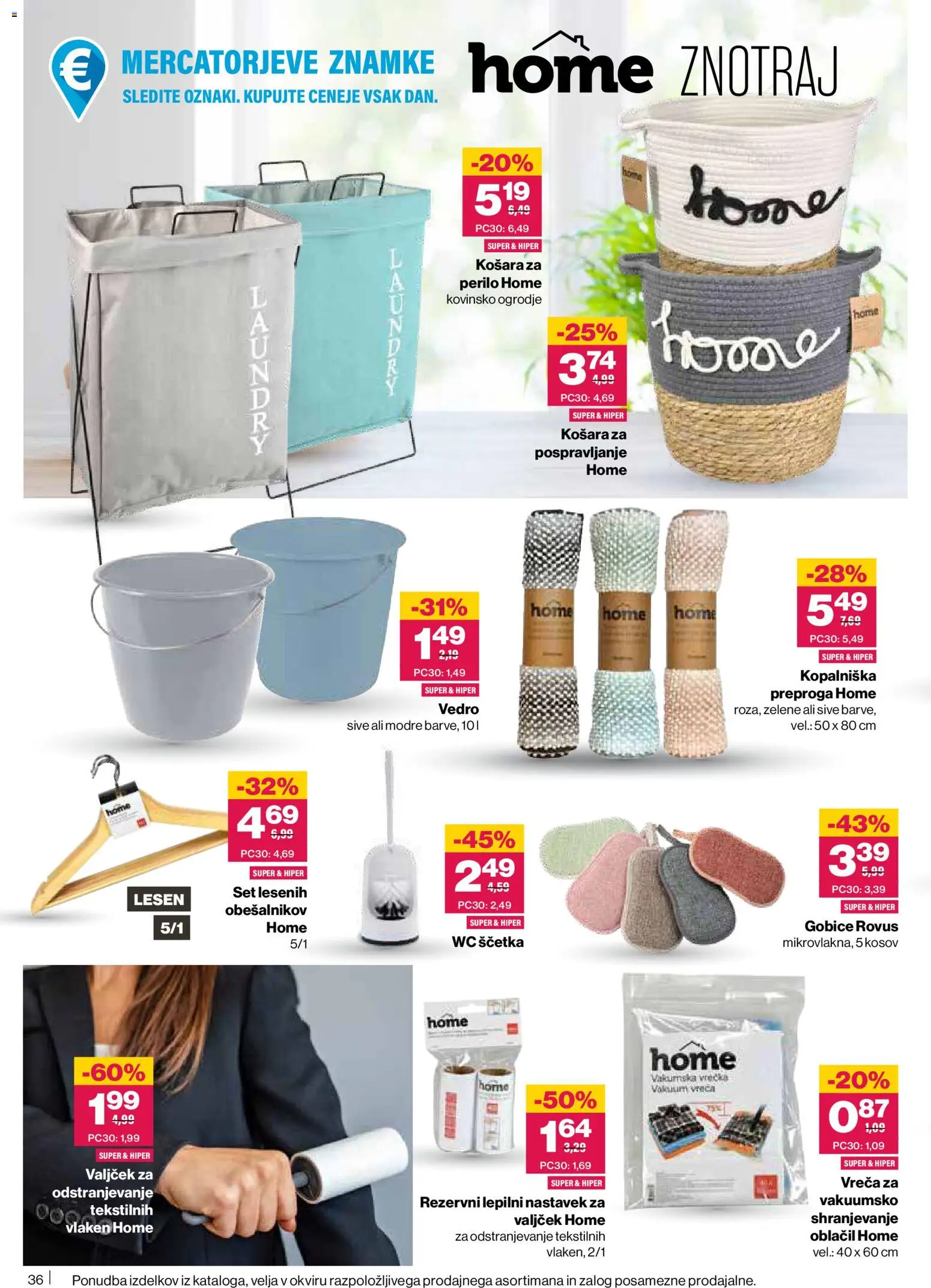 Novi Mercator katalog ponudbe – veljaven od 26.02.2026 | Stran: 36 | Izdelki: Košara, Preproga, Gobice, Vedro