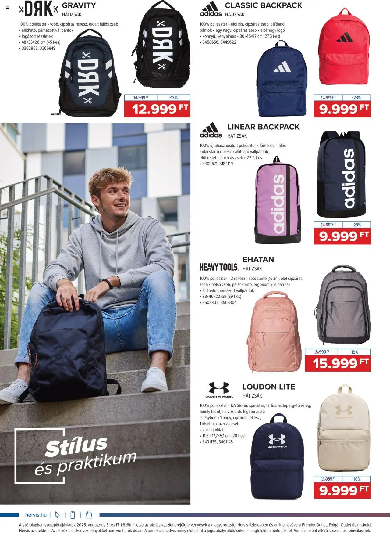 Hervis Sports akciós ujság - amely érvényes a következő dátumtól: 05.08.2025 | Oldal: 2 | Termékek: Hátizsák, Under armour