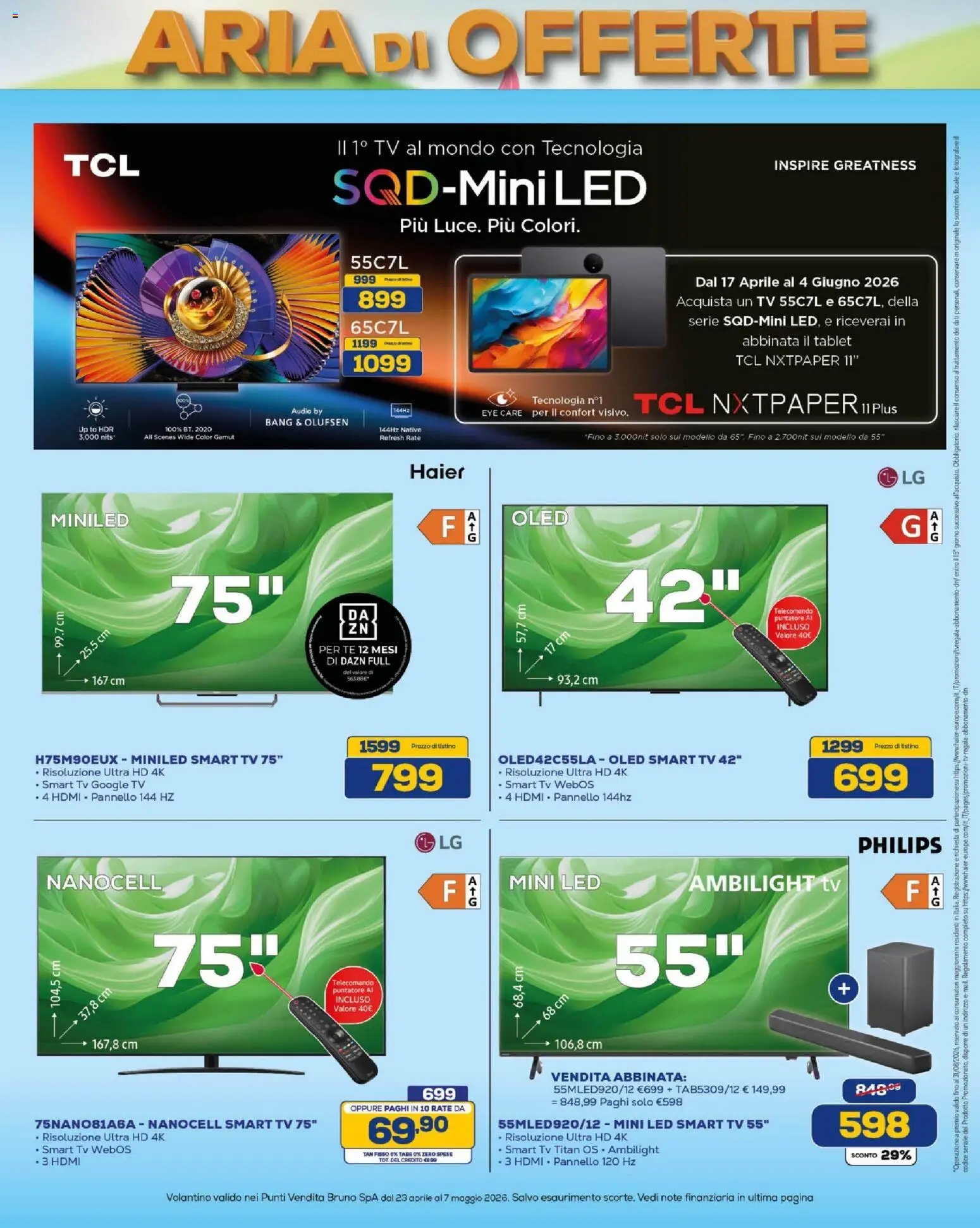 Volantino BRUNO del 23.04.2026 | Pagina: 5 | Prodotti: Telecomando, smart TV, Tablet, TV