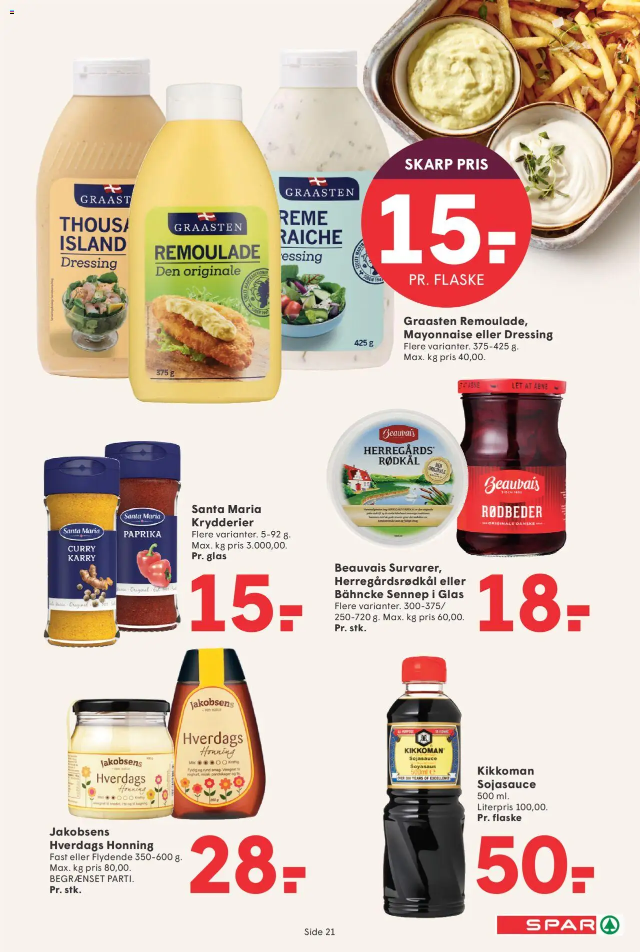 Spar tilbudsavis – gyldig fra 03.10.2025 | Side: 21 | Produkter: Te, Sennep, Remoulade, Paprika