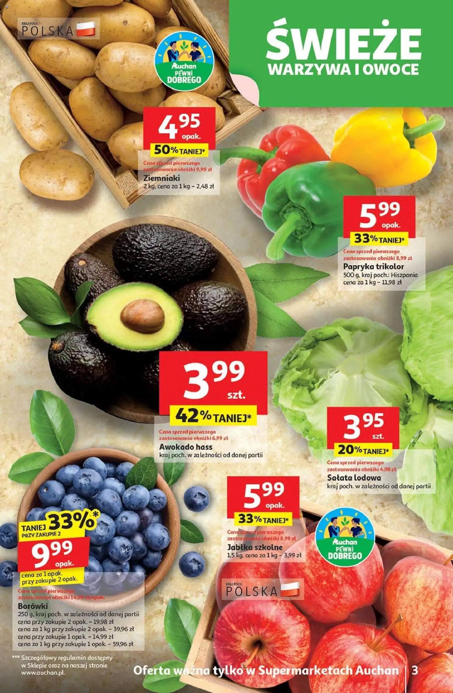 Auchan Gazetka od 30.10.2025 | Strona: 3 | Produkty: Papryka, Jabłka, Awokado, Warzywa
