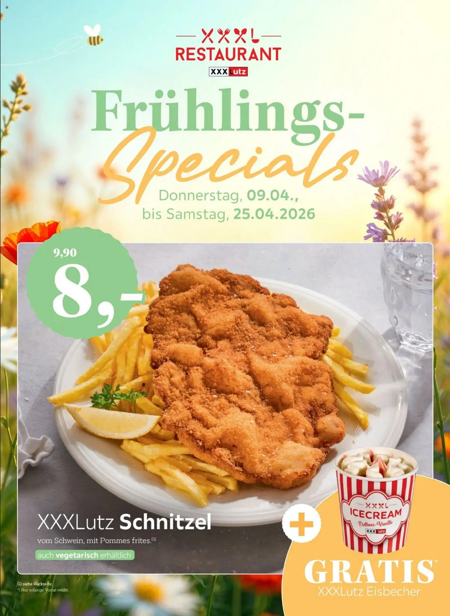 XXXLutz Restaurantgutscheine – gültig ab 09.04.2026 | Seite: 1 | Produkte: Pommes, Schnitzel