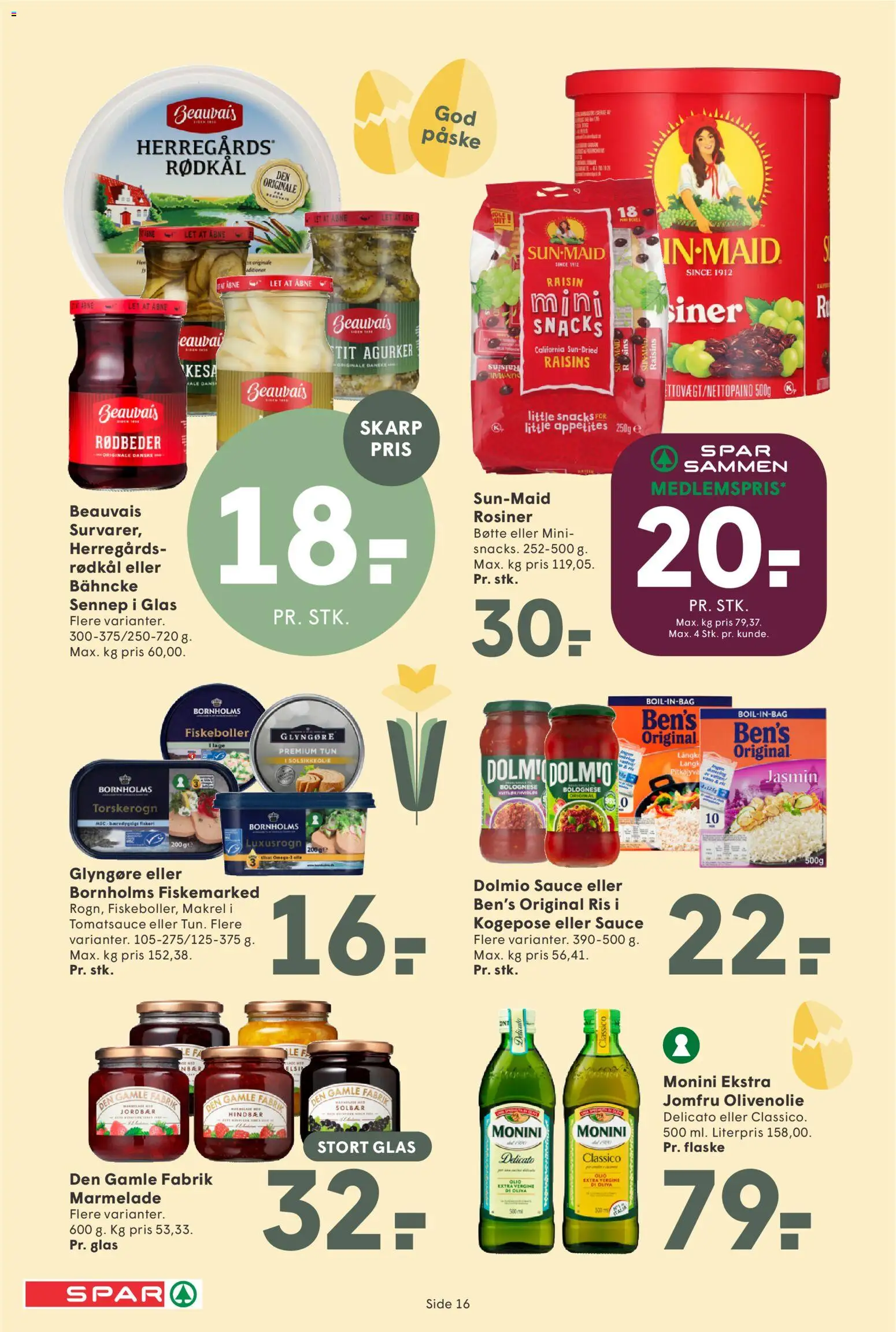 Spar tilbudsavis – gyldig fra 27.03.2026 | Side: 16 | Produkter: Rødbeder, Jordbær, Agurker, Rosiner