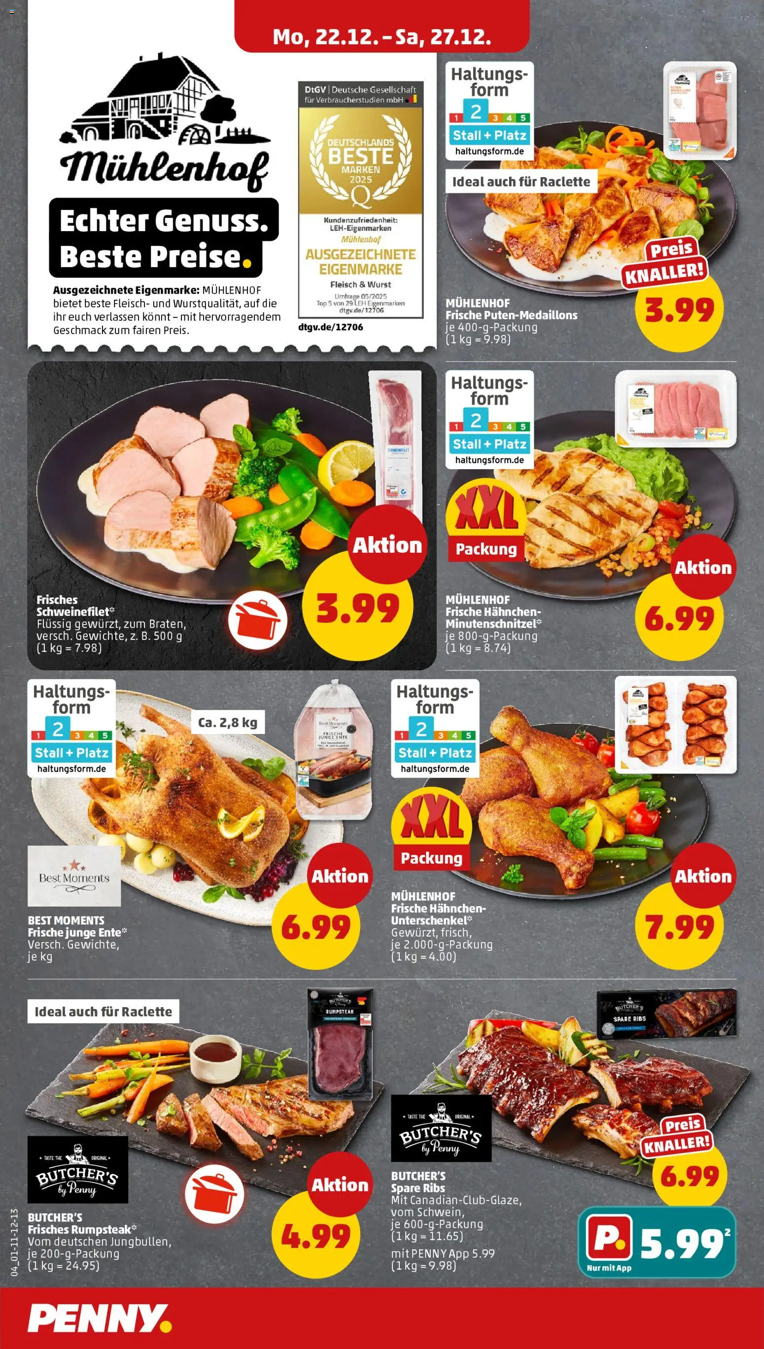 Penny Prospekt 	 – gültig ab 22.12.2025 | Seite: 8 | Produkte: Rumpsteak, Schweinefilet, Fleisch, Ente