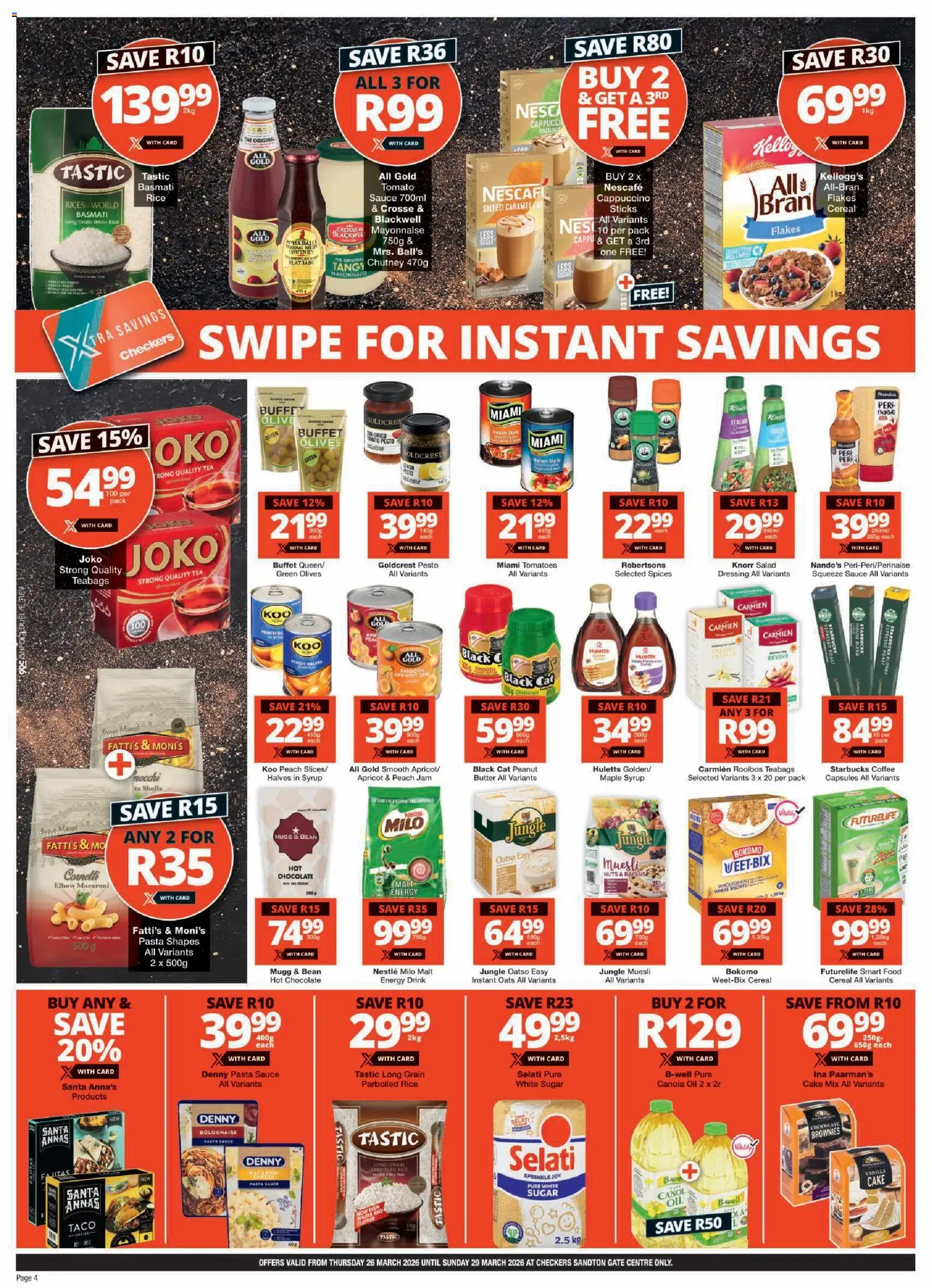 New Checkers catalogue – valid from 26.03.2026 | Page: 4 | Products: Gate, Biscuits, Flakes, Peach