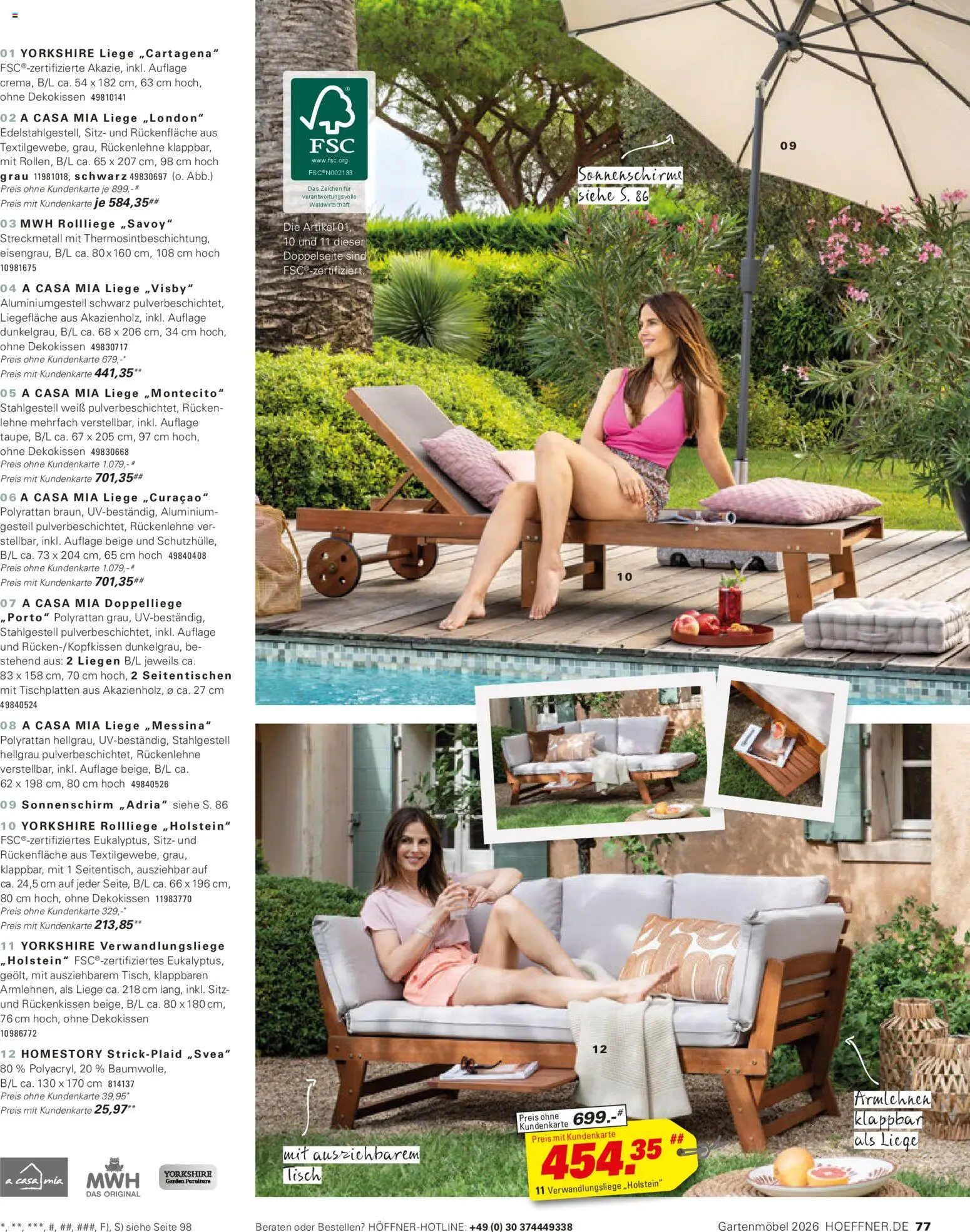 Höffner Prospekt Gartenmöbel – gültig ab 27.03.2026 | Seite: 77 | Produkte: Liege, Sonnenschirm