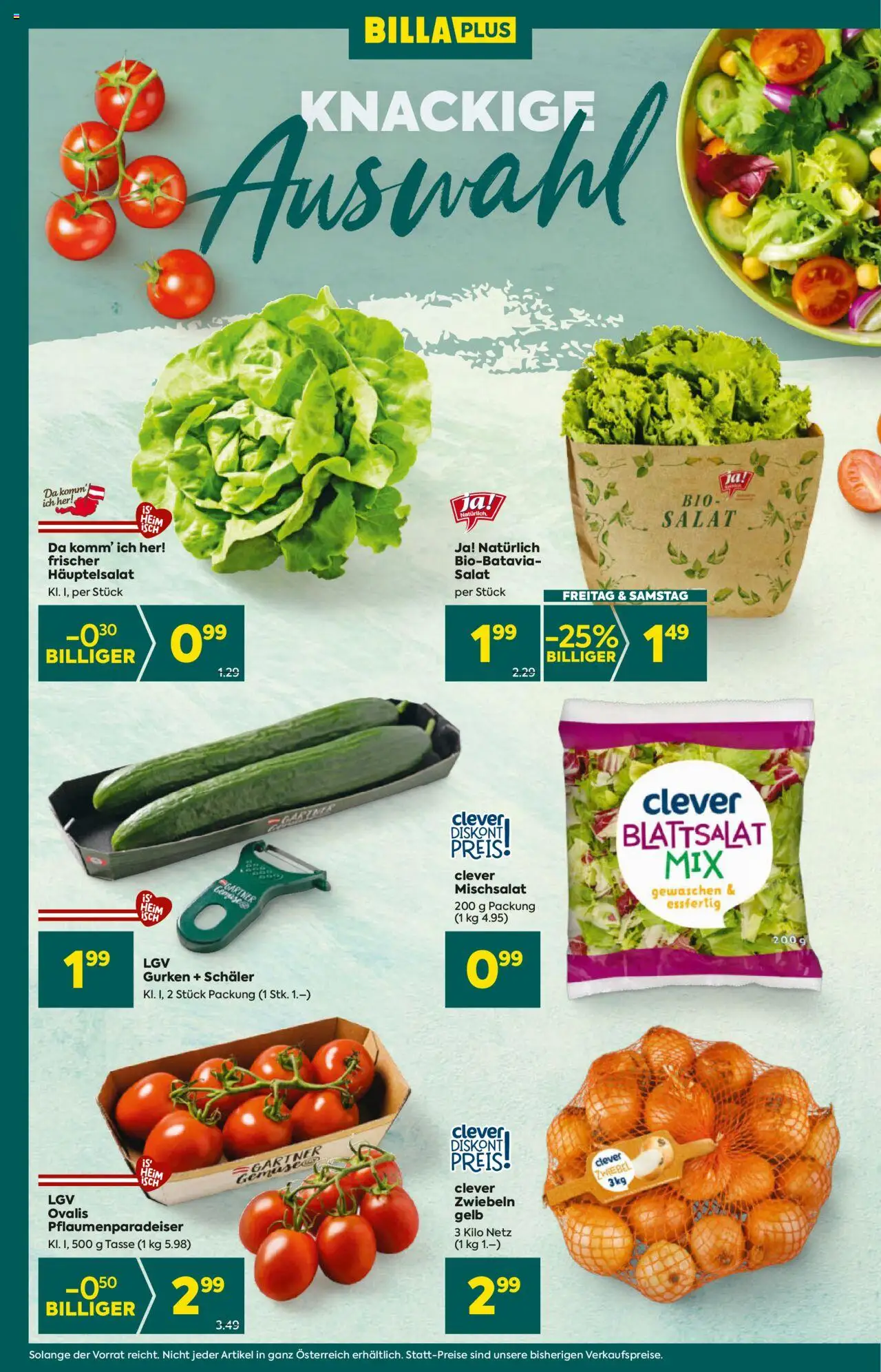Billa Plus Flugblatt -        Oberösterreich gültig ab 31.07.2025 | Seite: 6 | Produkte: Gurken, Salat, Zwiebeln
