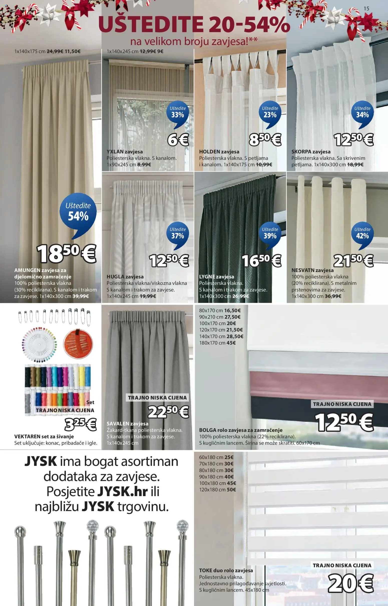 JYSK katalog | vrijedi od 01.12.2025 | Stranica: 15 | Proizvodi: Rolo zavjesa, Zavjesa
